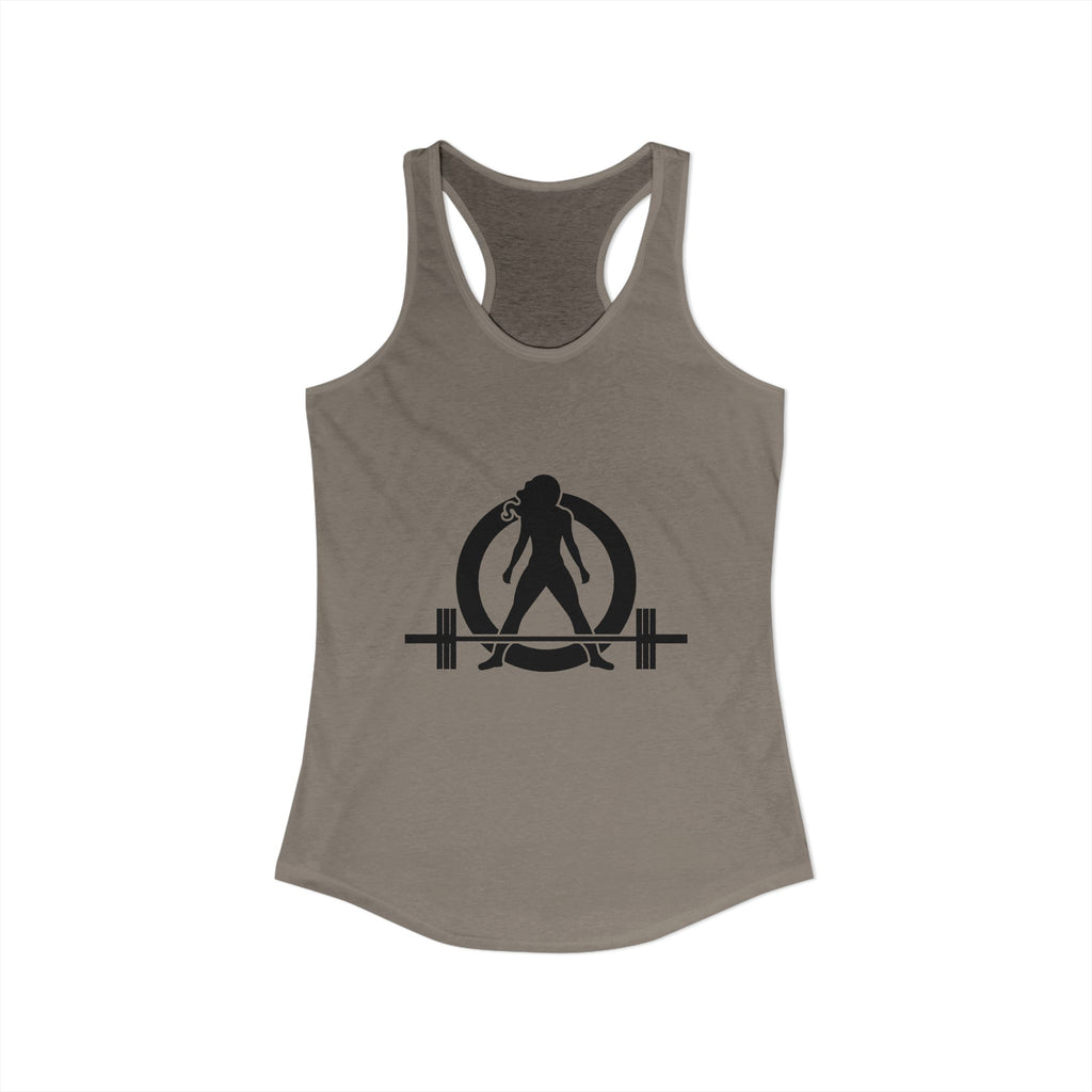ALL I NEED IS Coffee and a barbell - Women's Ideal Racerback Tank - Dark Logo Front & Back