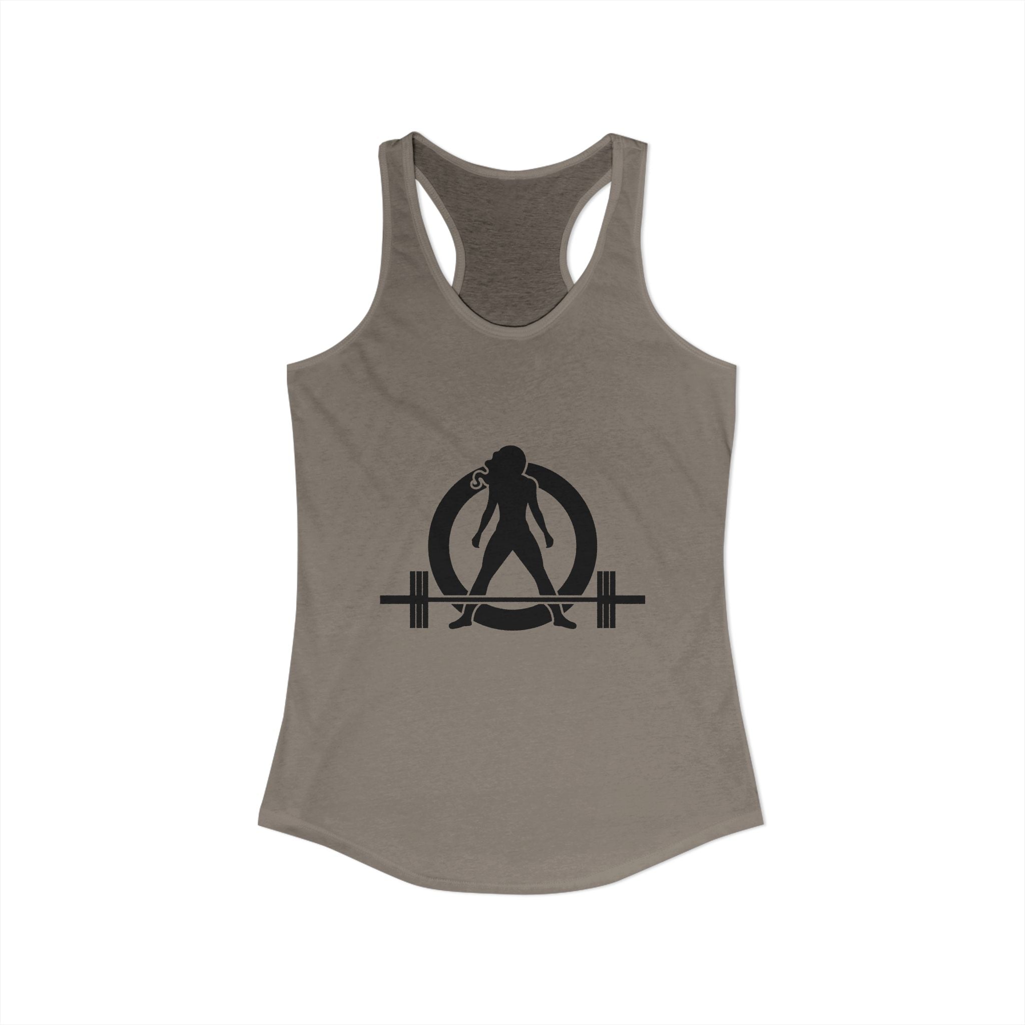 ALL I NEED IS Coffee and a barbell - Women's Ideal Racerback Tank - Dark Logo Front & Back