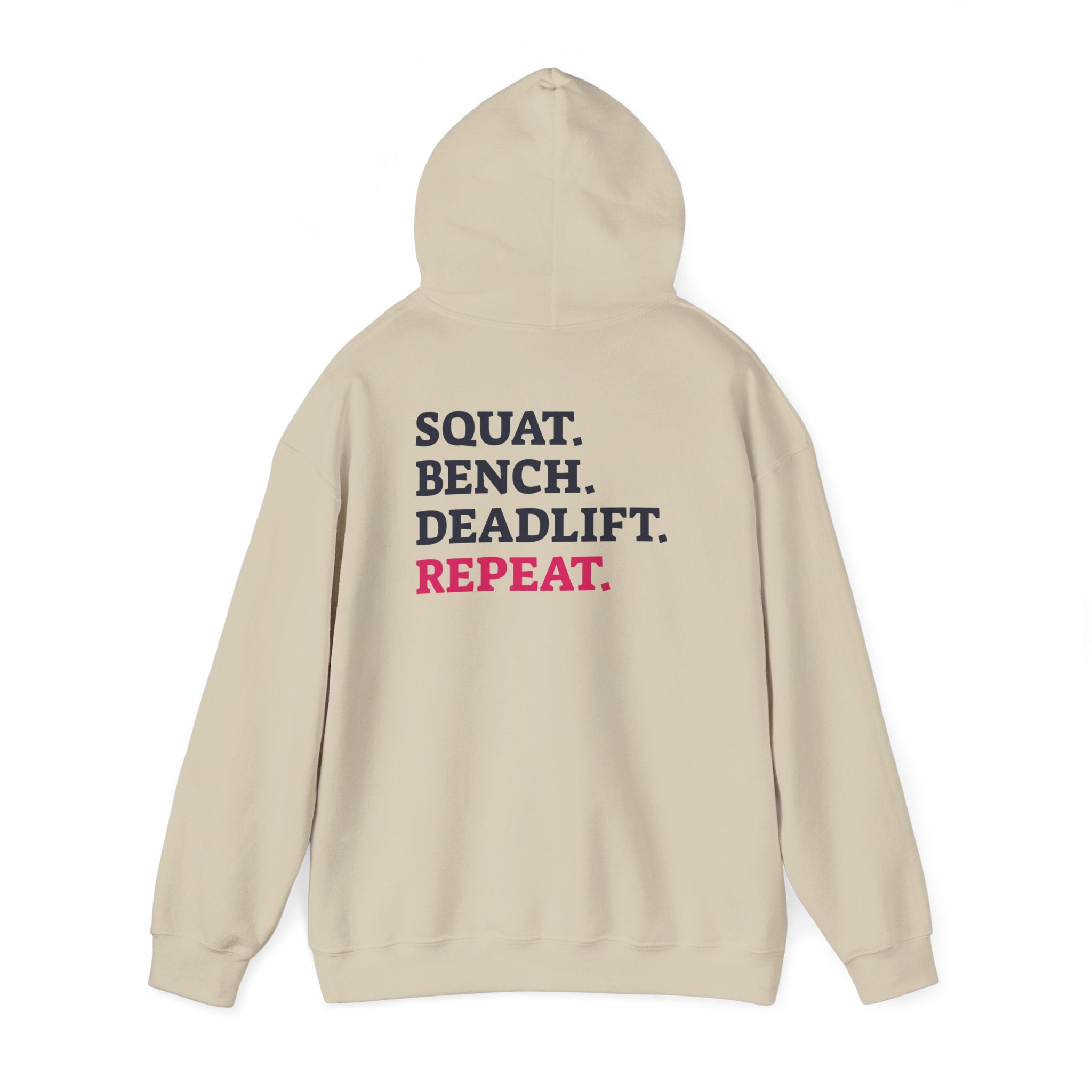 WWLW “Squat • Bench • Deadlift • Repeat” Hoodie - Black Logo Back