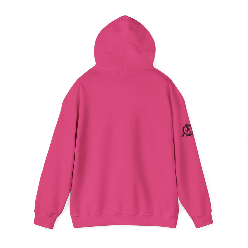 45 + 45 = 135 - Unisex Heavy Blend Hooded Sweatshirt  - Front Black & Shoulder Logo