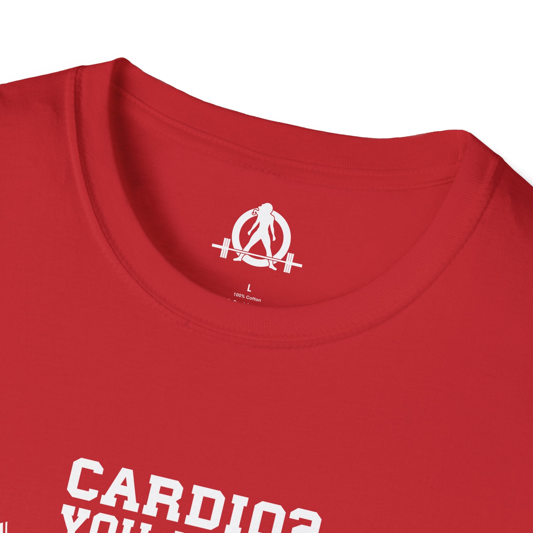 Cardio = Lift Weights Faster - Unisex Softstyle T-Shirt - Logo Front