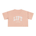 Lift Like A Girl - Women's Crop Tee - Pale Pink - Front White Logo