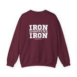 Iron Sharpens Iron - Unisex Heavy Blend™ Crewneck Sweatshirt - Front White Logo - Print on Front & Back