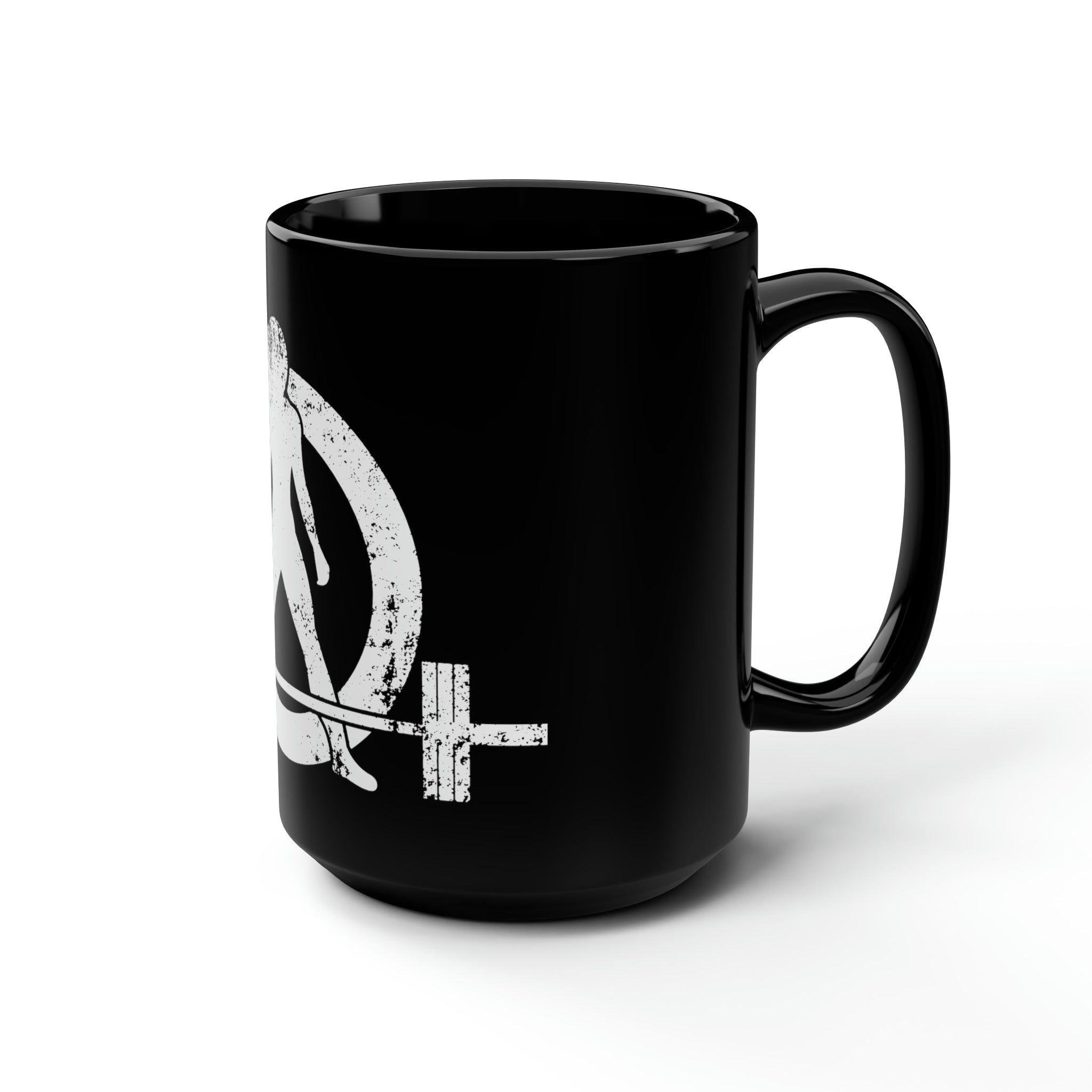 Distressed - Black Mug, 15oz - White Logo