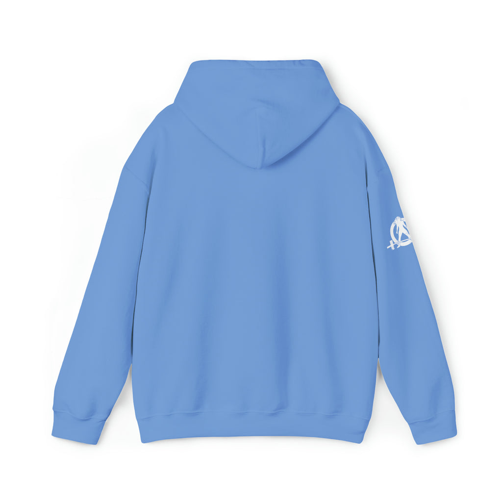 I Could Deadlift You. - Unisex Heavy Blend Hooded Sweatshirt - White Logo - Right Shoulder - Plain Back