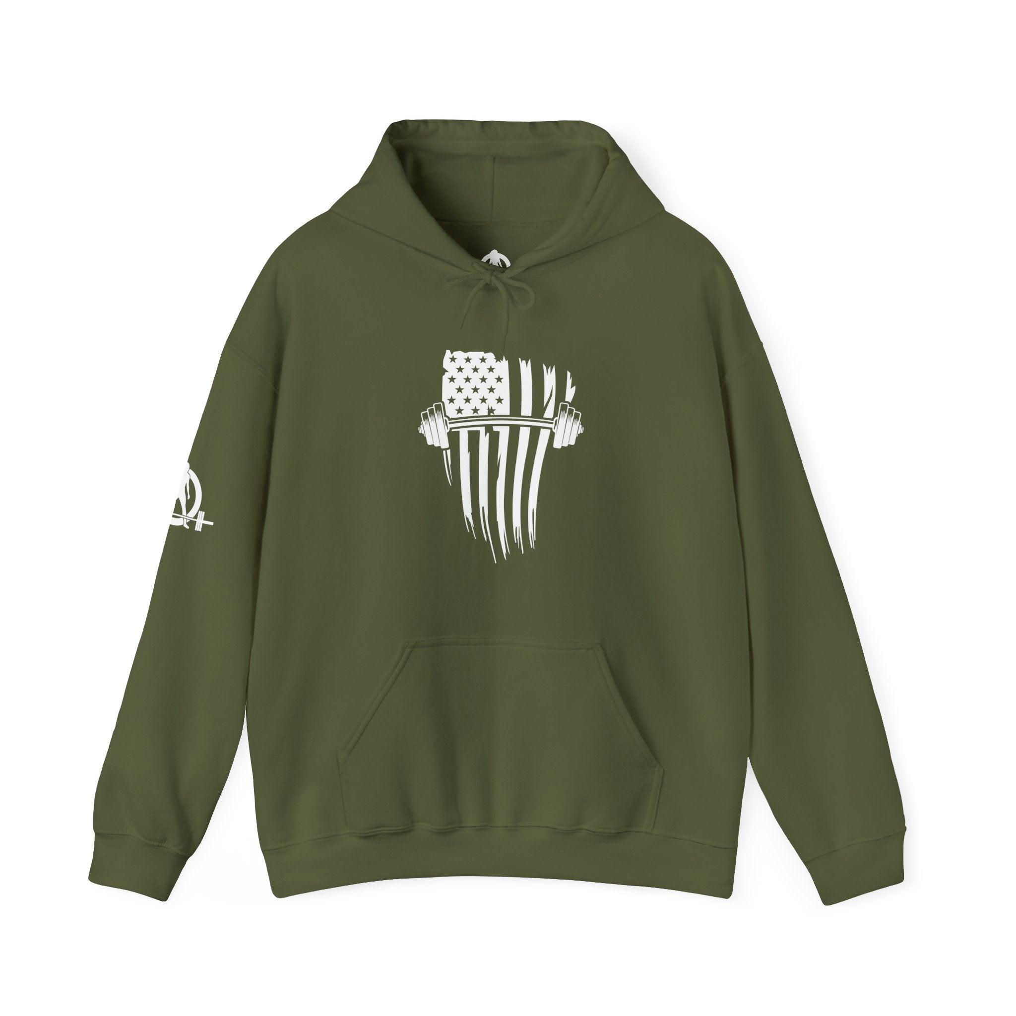 USA Barbell - Unisex Heavy Blend Hooded Sweatshirt  - Front White Logo