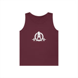 Unisex Heavy Cotton Tank Top -  White Logo - Kick Your Ass