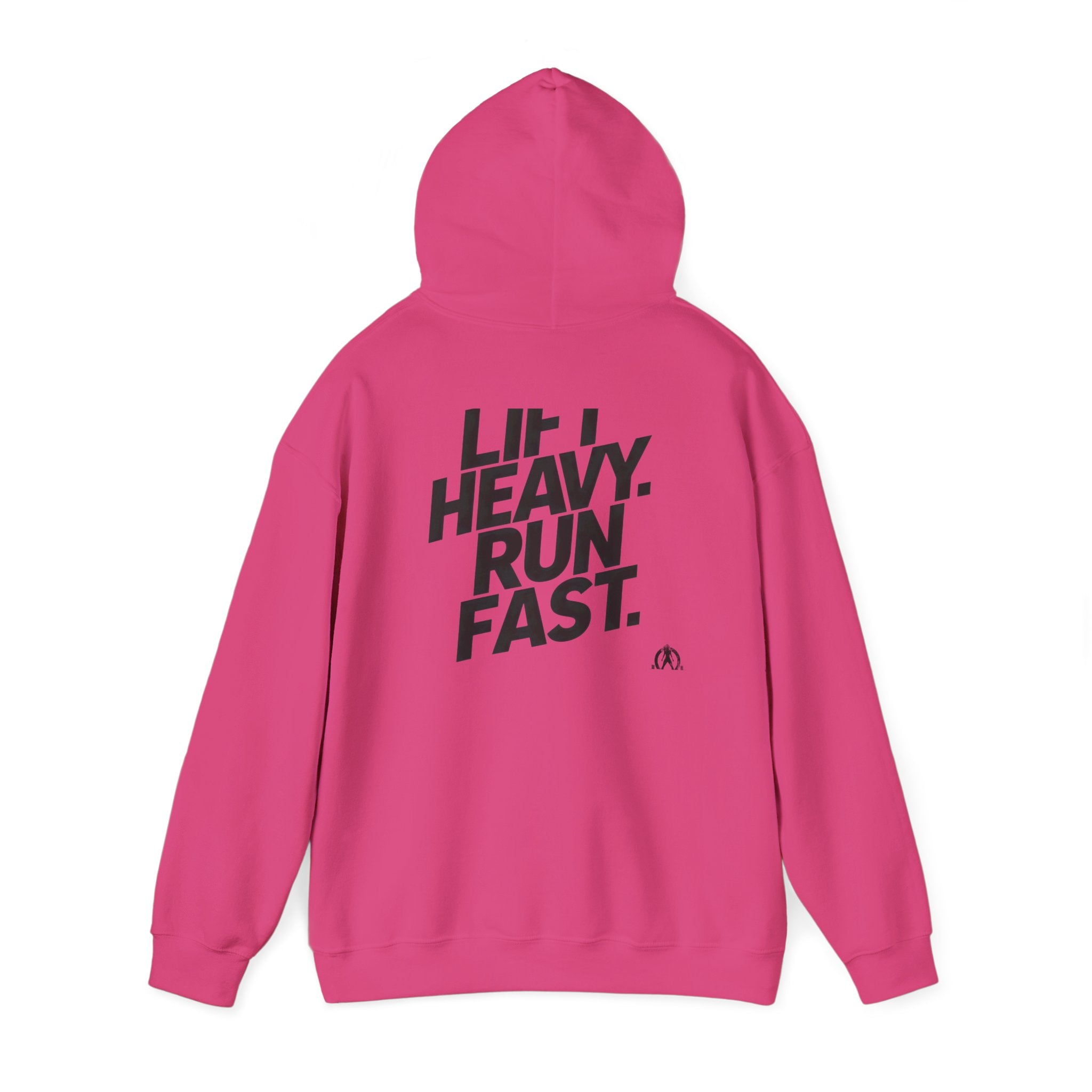 Lift Heavy Run Fast - Unisex Heavy Blend Hooded Sweatshirt  - Front & Back Black Logo