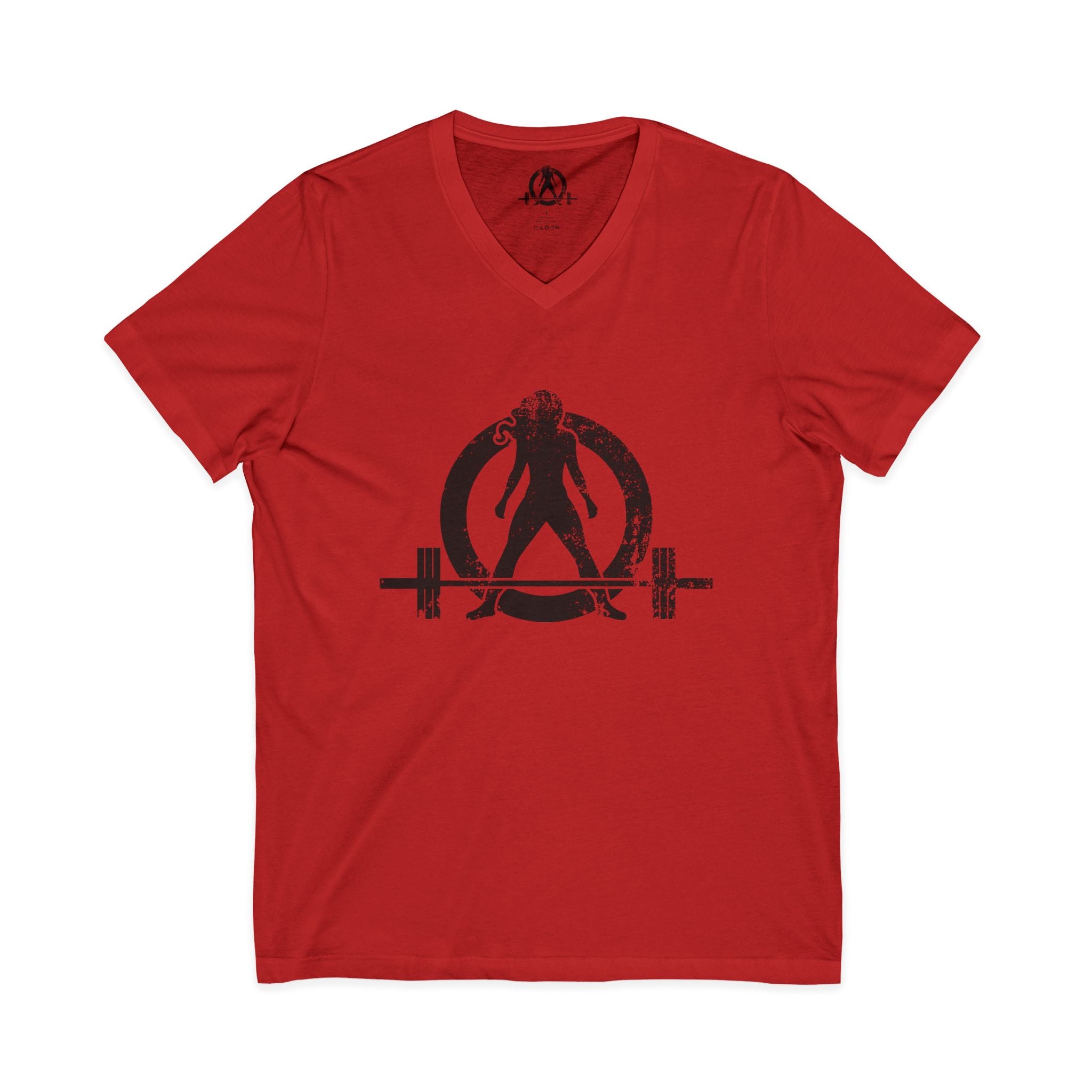 Strong Is Beautiful - Distressed Black Logo - Unisex Jersey Short Sleeve V-Neck Tee