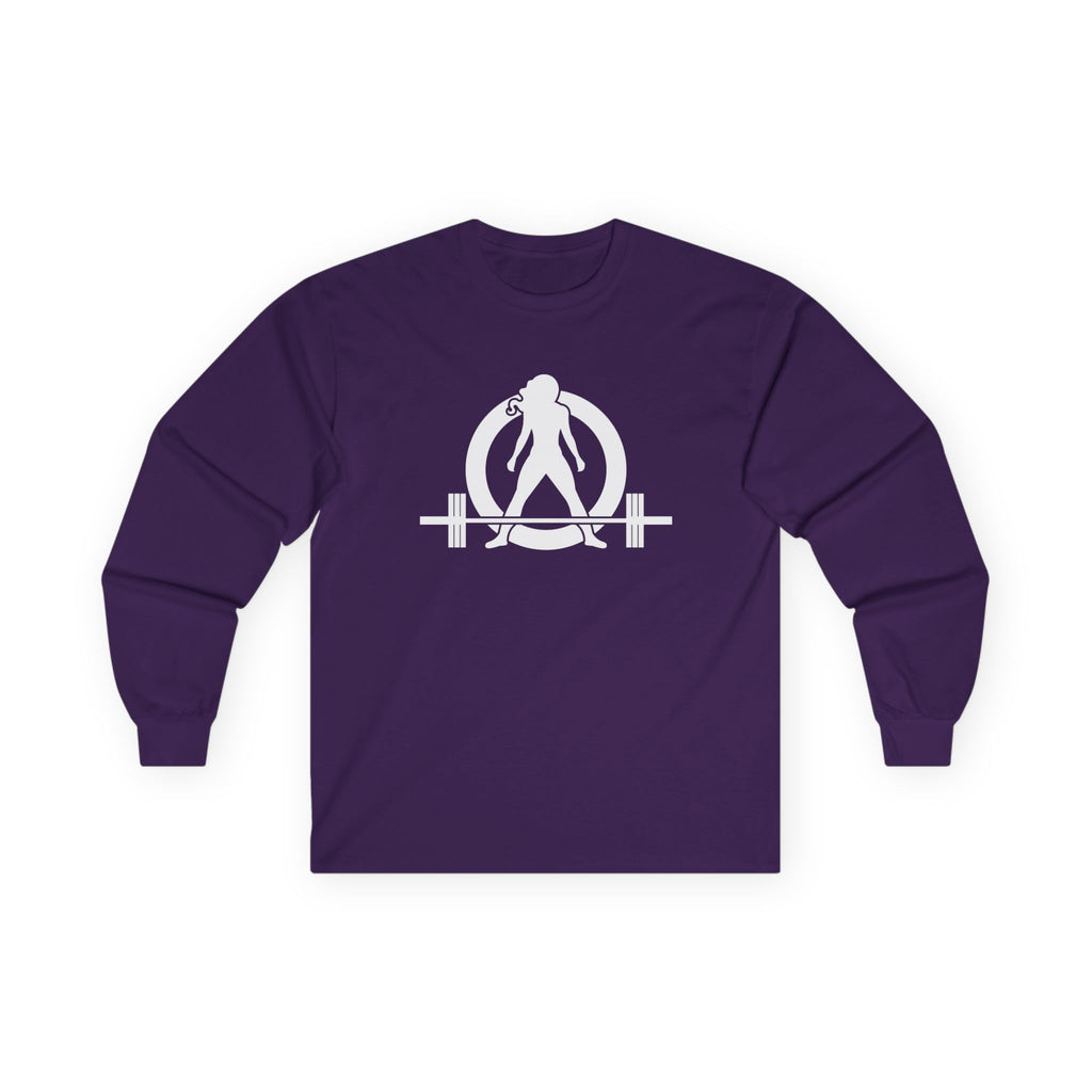 Lift Heavy Run Fast - Ultra Cotton Long Sleeve Tee - White Logo Front & Back
