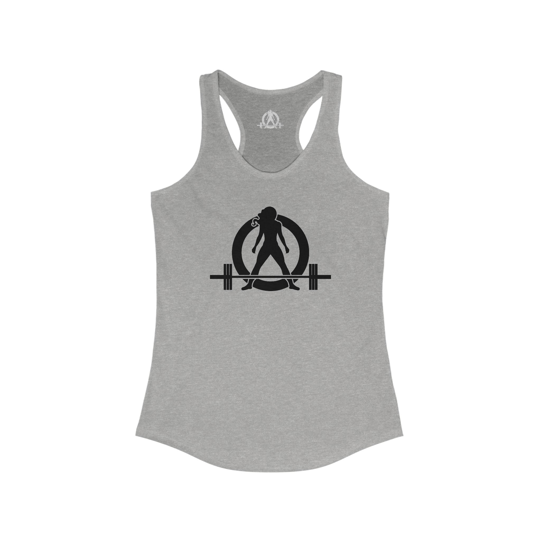 Lift Heavy - Run Fast - Racer Back Tank Top - Women's Ideal Racerback Tank (Black Front & Back Logo)