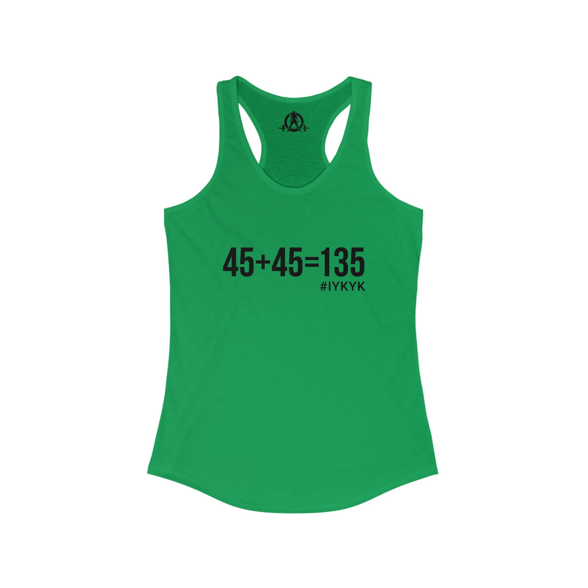 45 + 45 = 135 - Women's Ideal Racerback Tank - Black Print Front