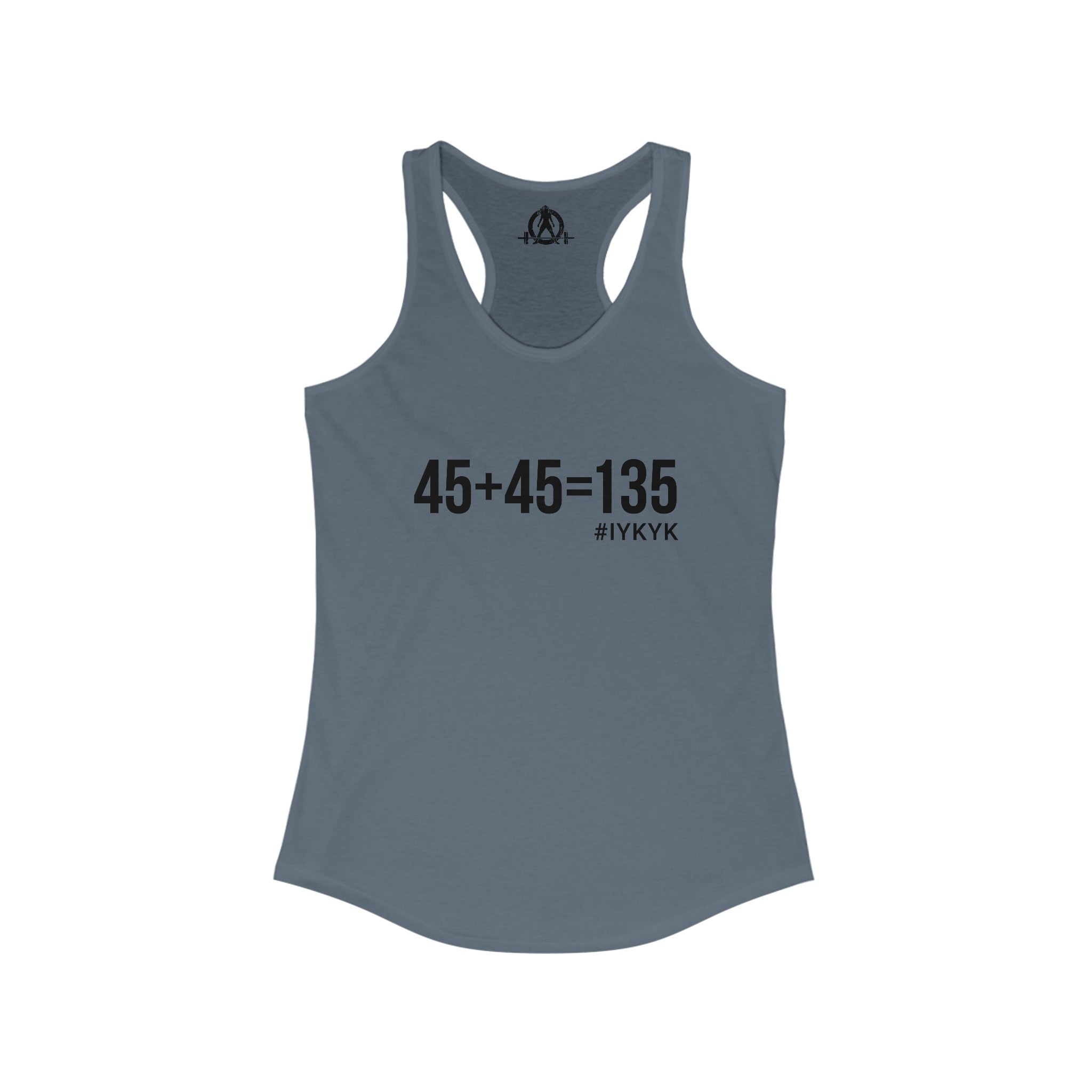45 + 45 = 135 - Women's Ideal Racerback Tank - Black Print Front