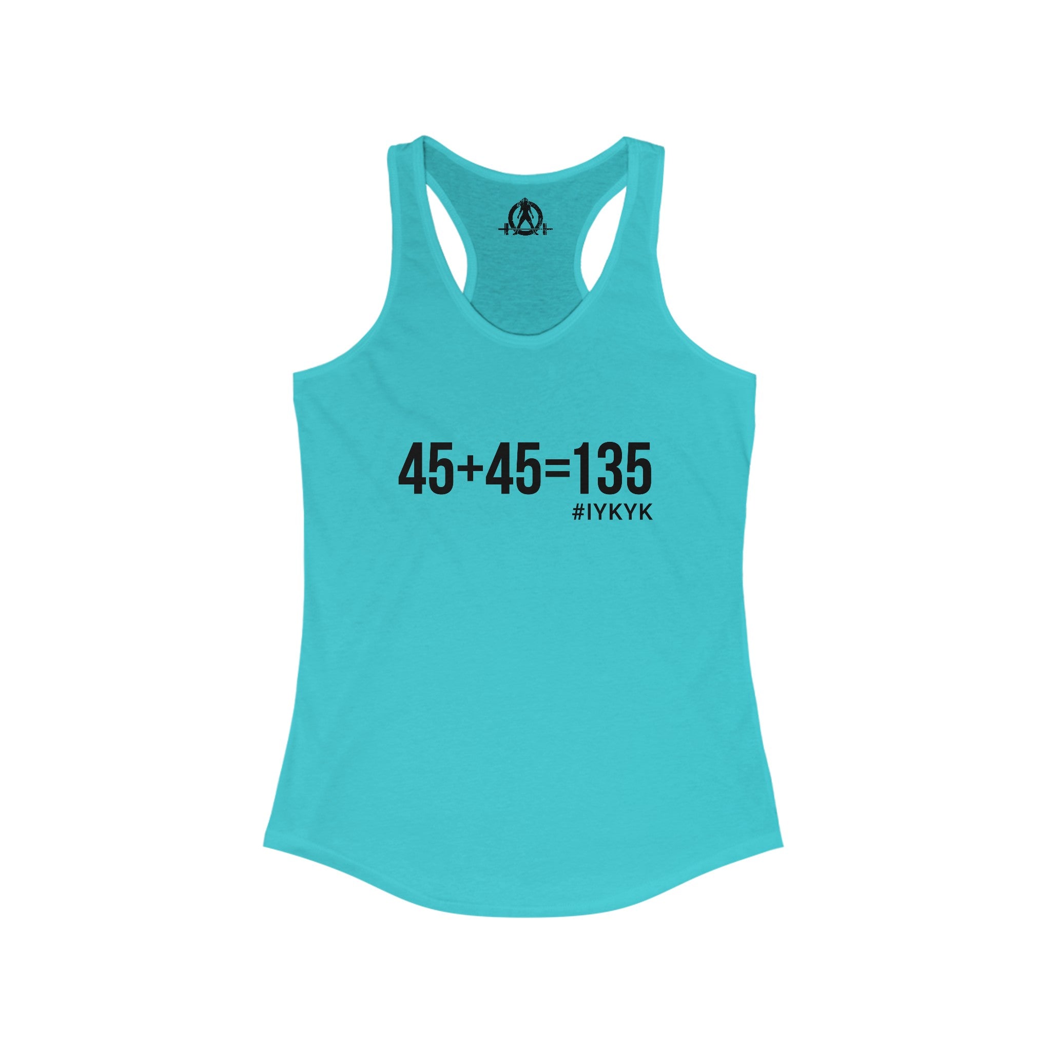 45 + 45 = 135 - Women's Ideal Racerback Tank - Black Print Front