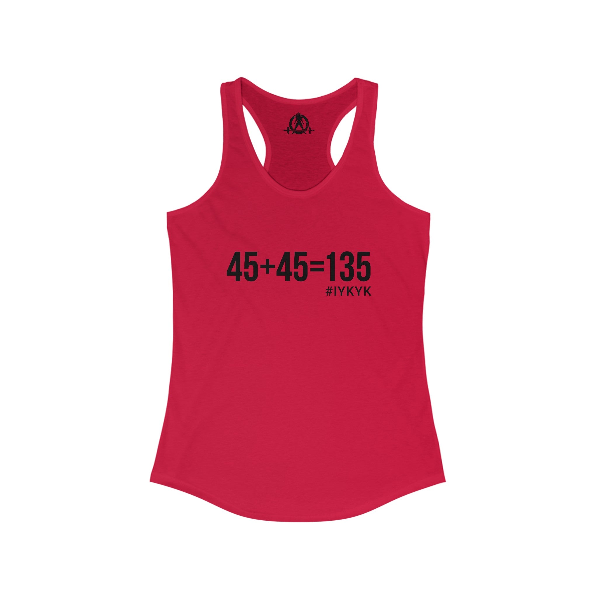 45 + 45 = 135 - Women's Ideal Racerback Tank - Black Print Front