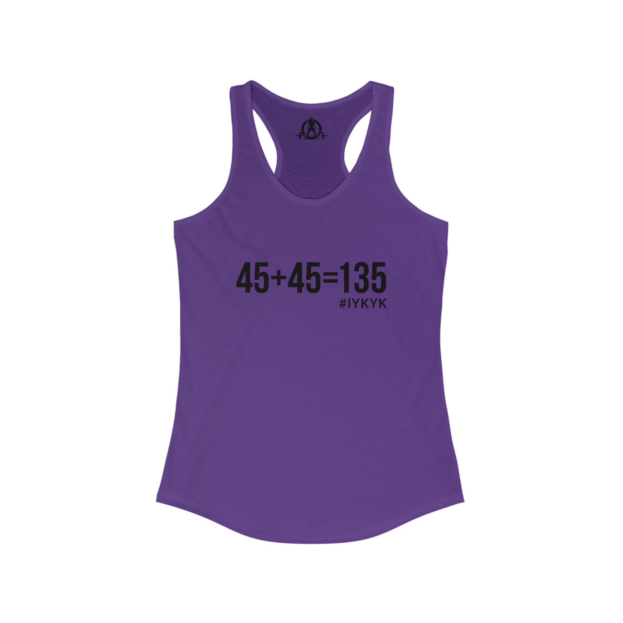45 + 45 = 135 - Women's Ideal Racerback Tank - Black Print Front