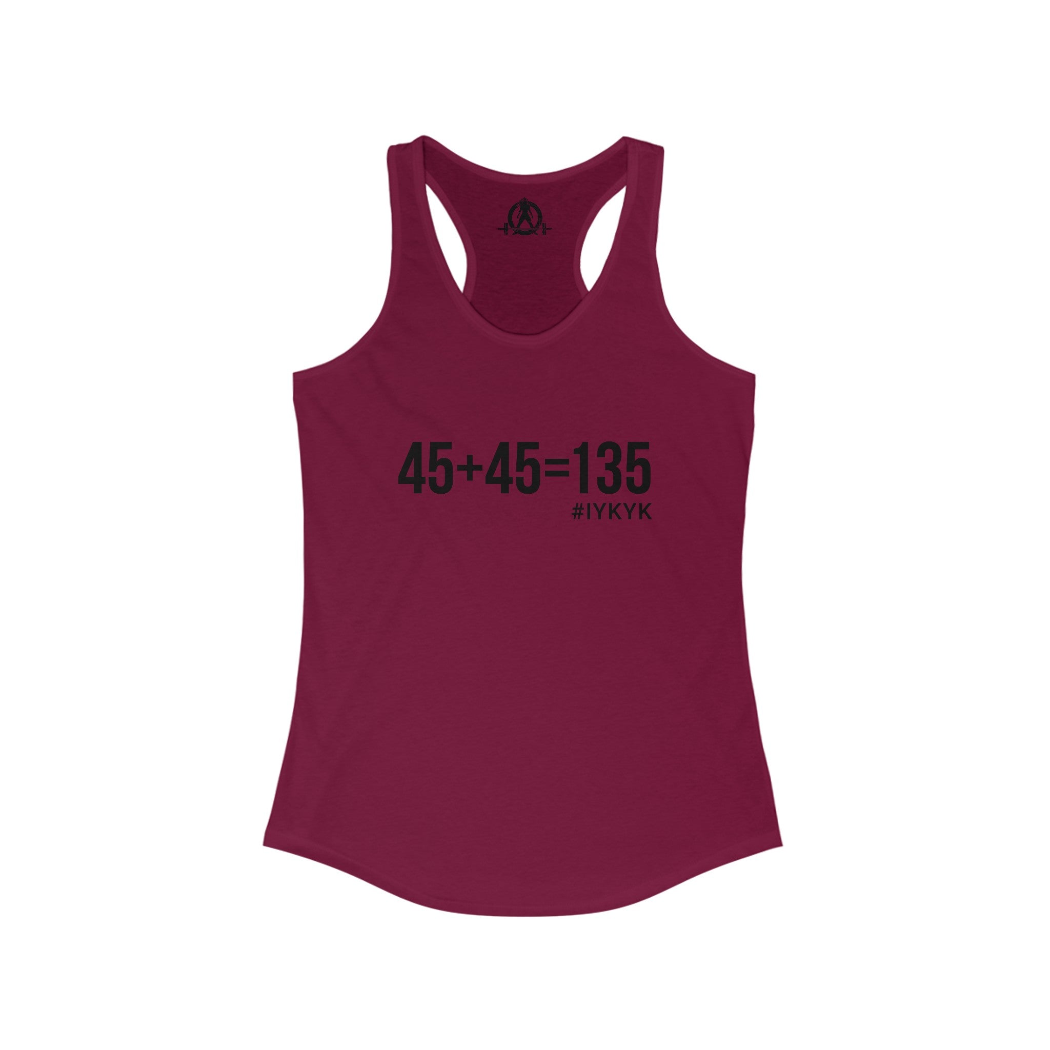 45 + 45 = 135 - Women's Ideal Racerback Tank - Black Print Front