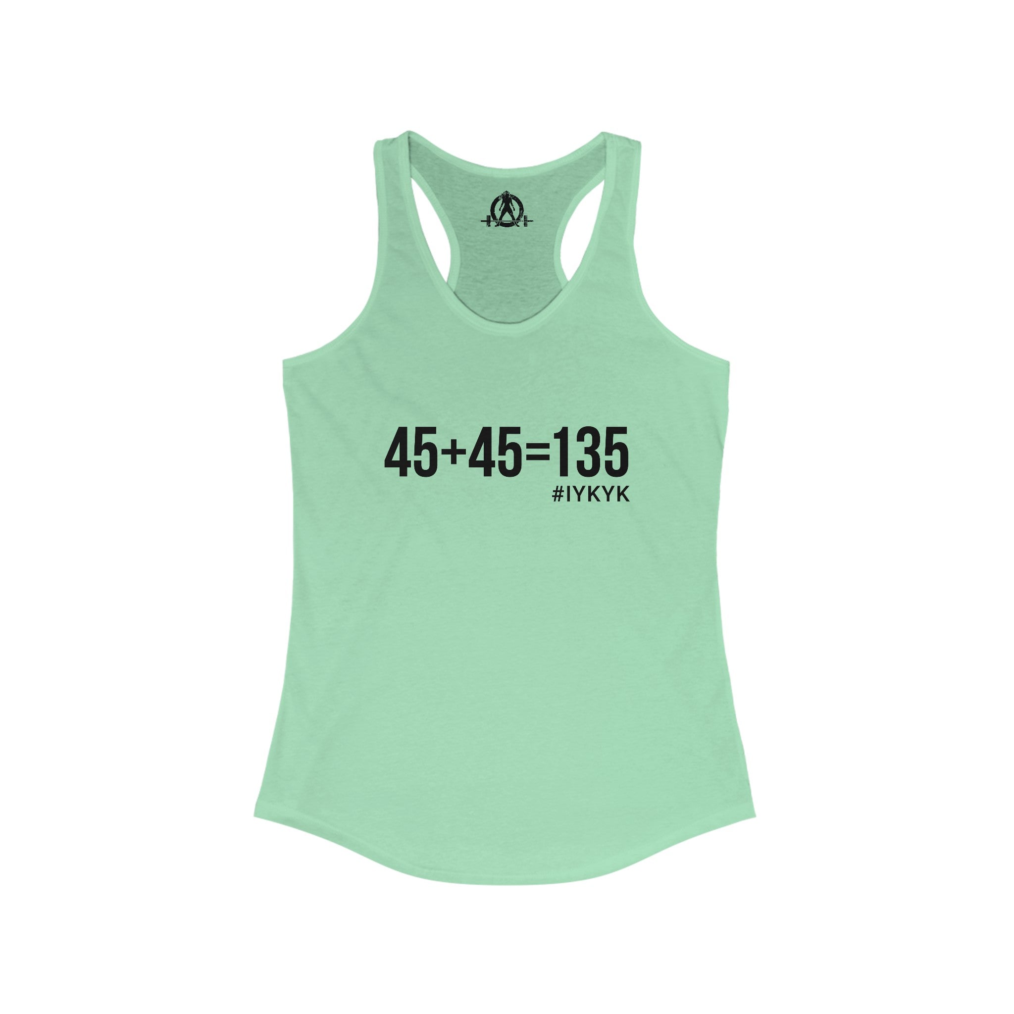 45 + 45 = 135 - Women's Ideal Racerback Tank - Black Print Front