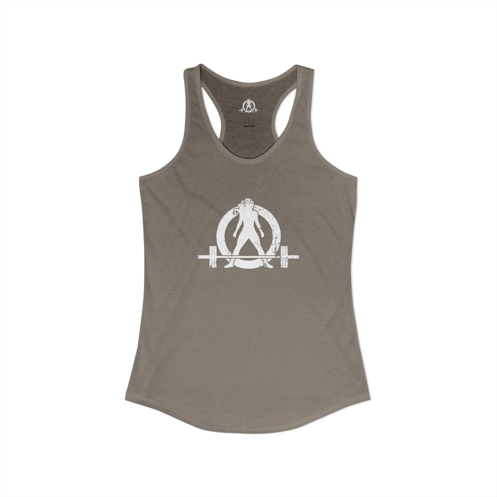 I Could Deadlift You - Women's Ideal Racerback Tank - White Logo - Front & Back Print