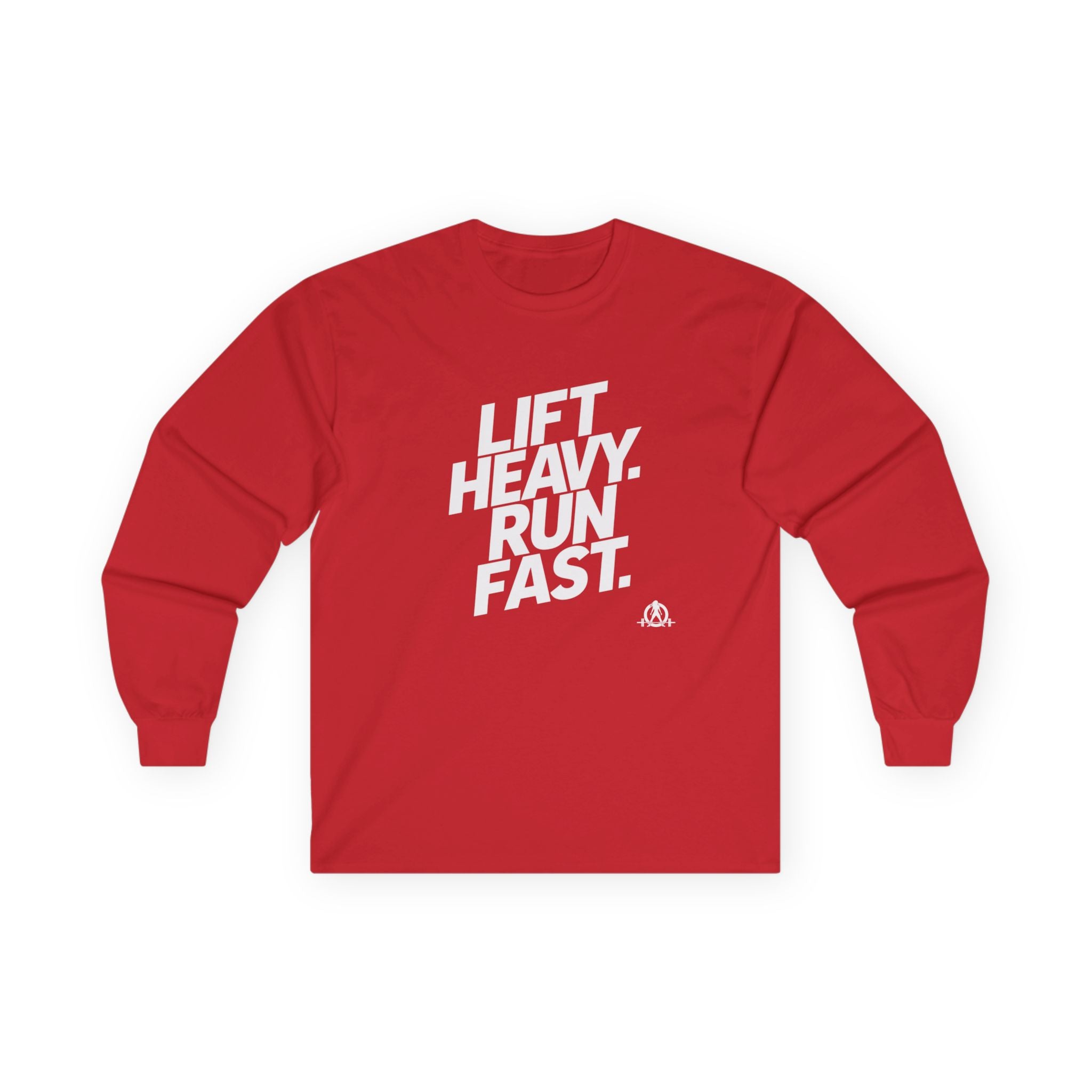 Lift Heavy Run Fast - Ultra Cotton Long Sleeve Tee - White Logo Front