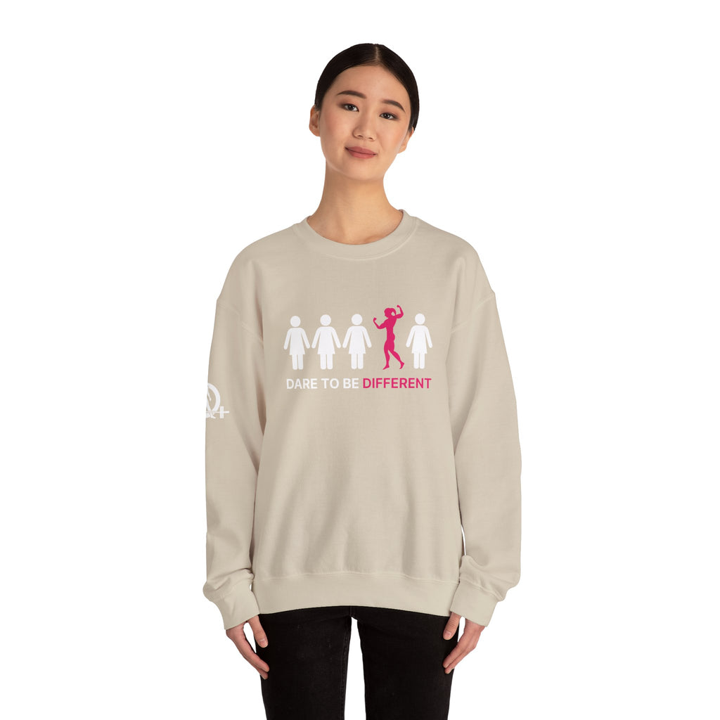 Dare To Be Different - Flex - Unisex Heavy Blend™ Crewneck Sweatshirt - Front  Logo Plain Back
