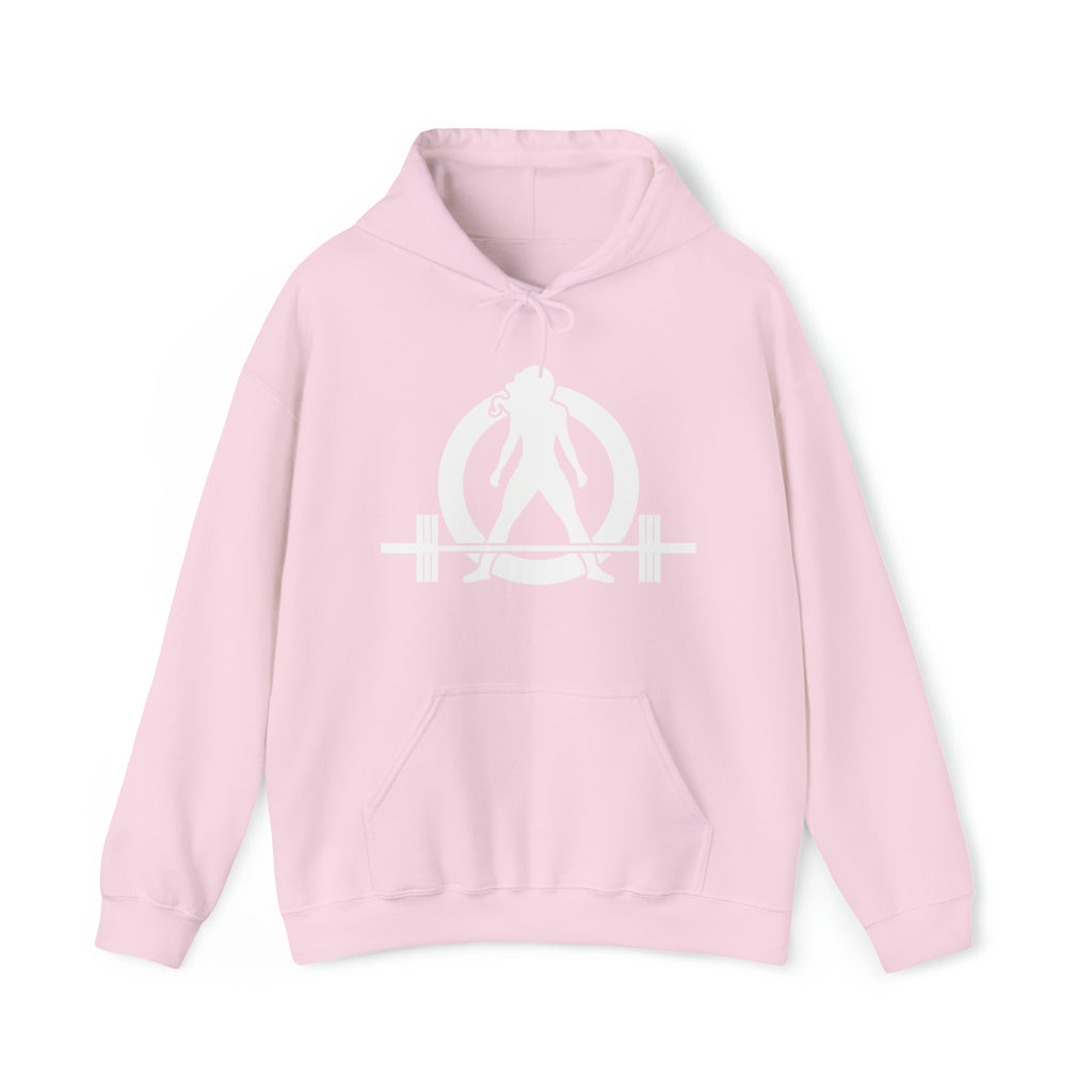I Could Squat You - Classic Logo White - Unisex Heavy Blend Hooded Sweatshirt Print on Front & Back