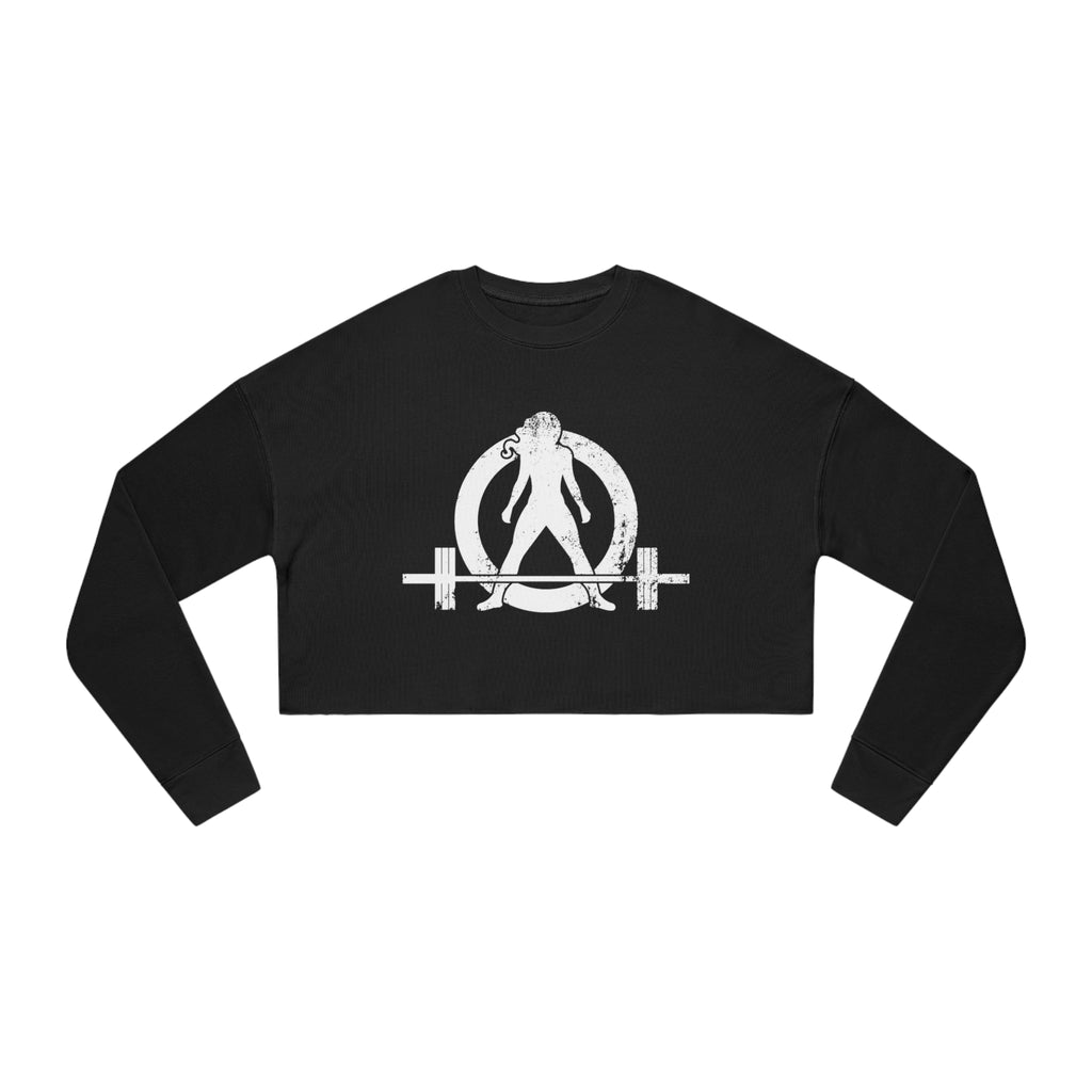 Women's Cropped Sweatshirt - Distressed White Logo
