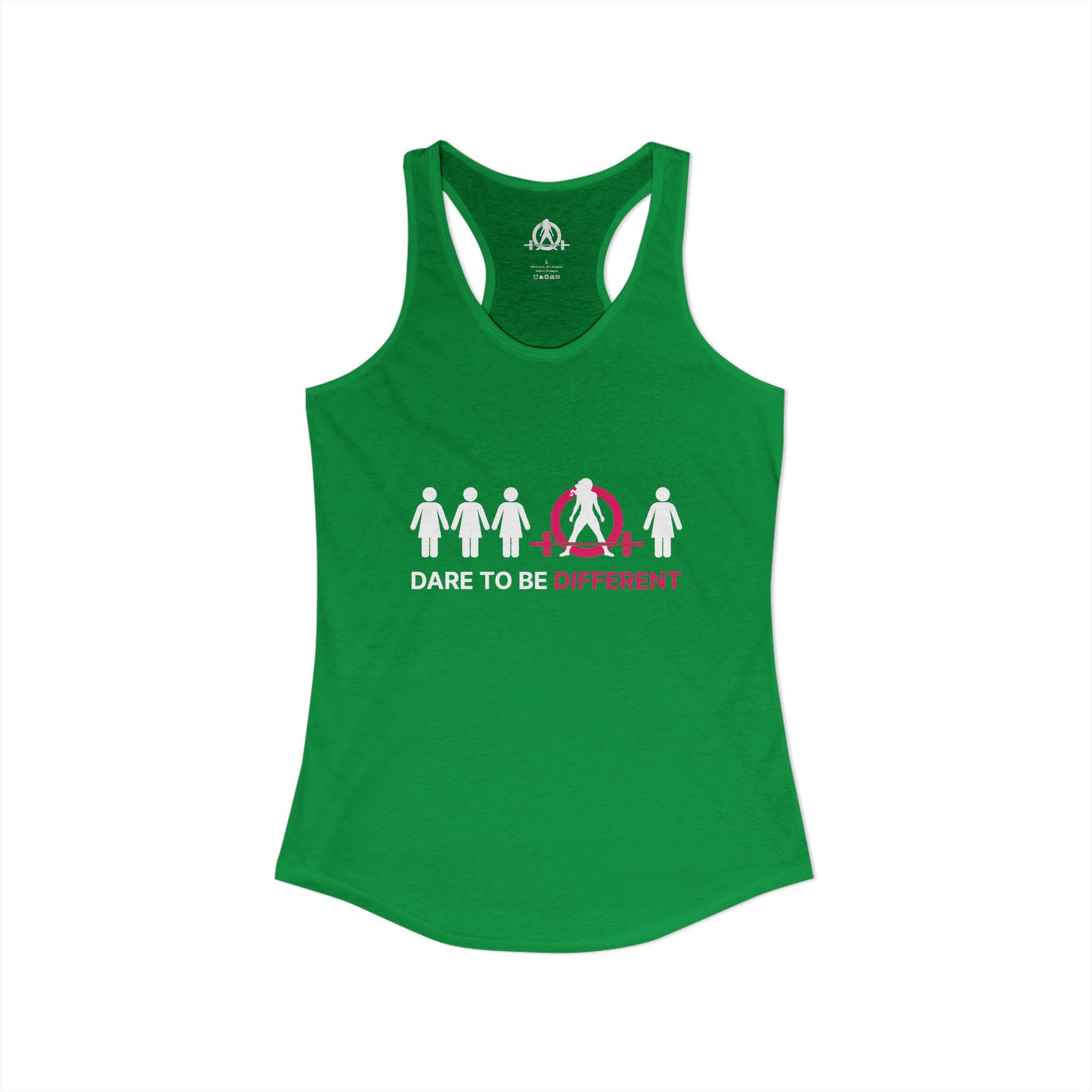 Dare To Be Different - Deadlift - Women's Ideal Racerback Tank - Front Logo