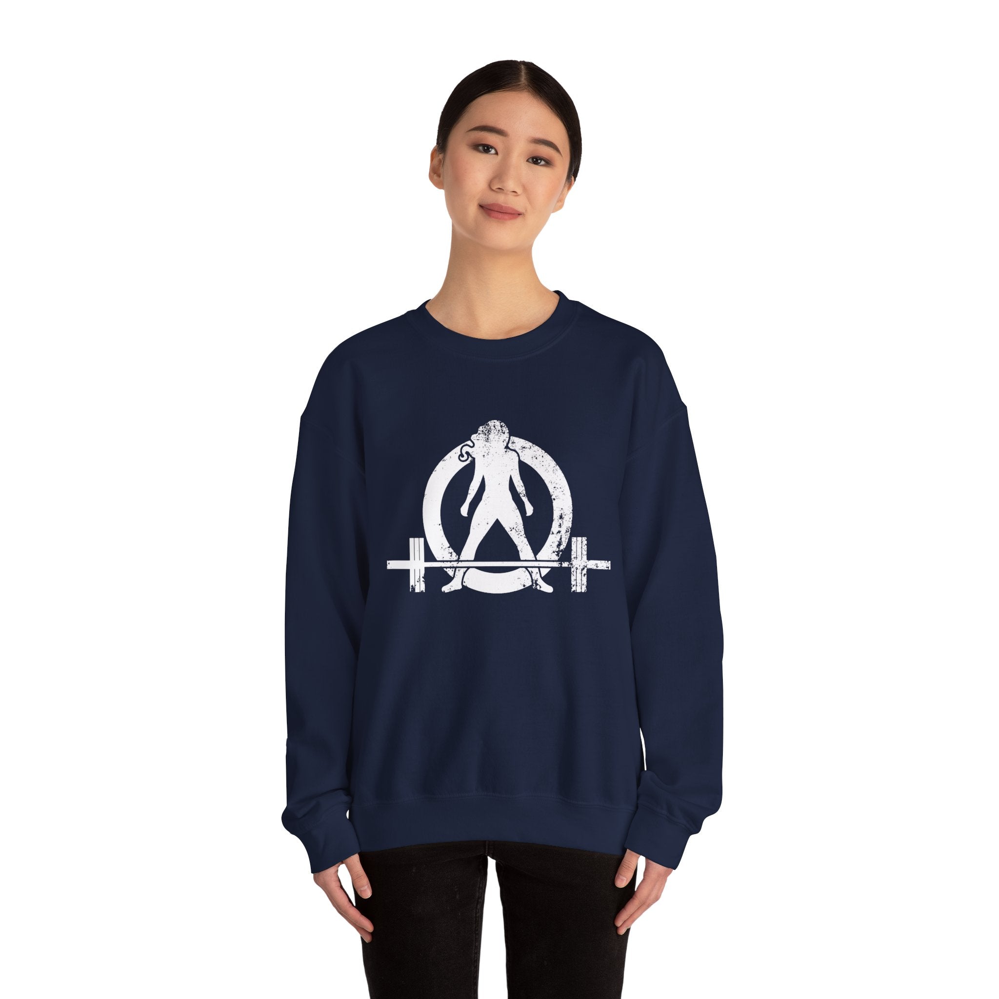 Distressed Logo - Unisex Heavy Blend™ Crewneck Sweatshirt - White Logo