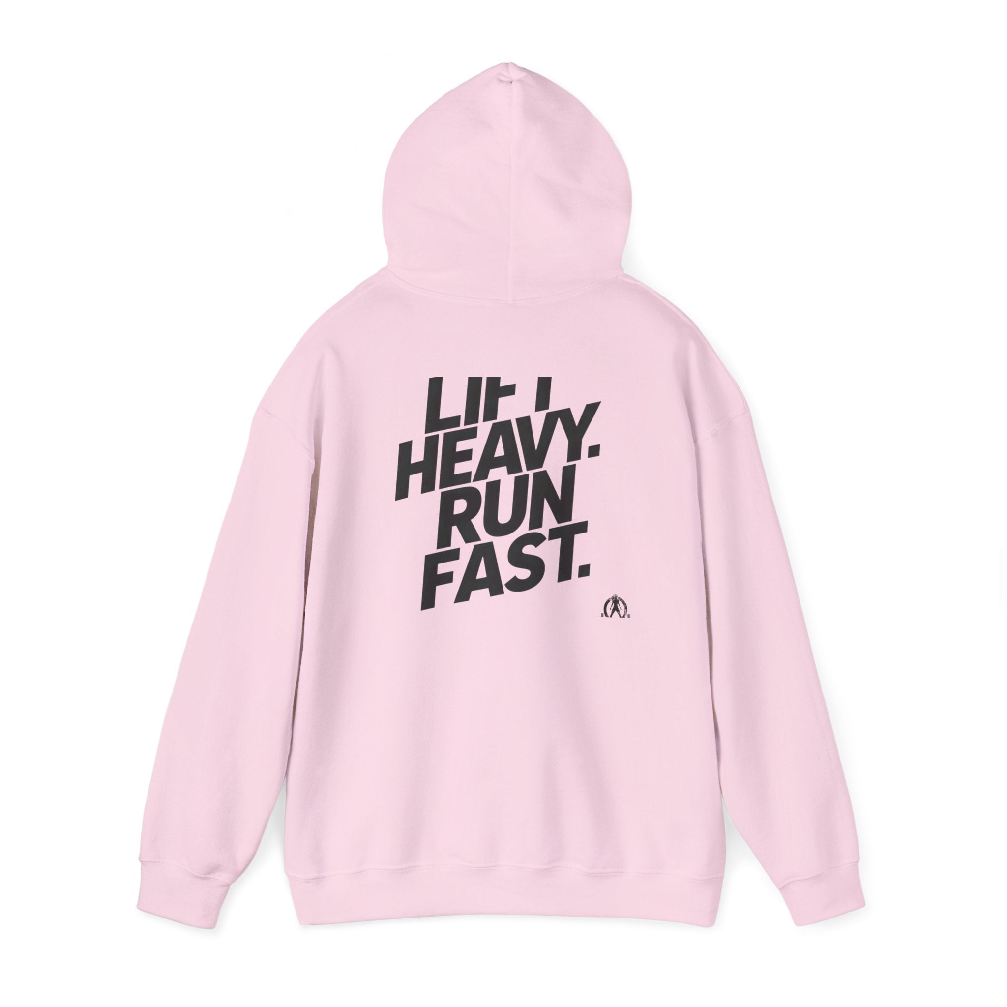 Lift Heavy Run Fast - Unisex Heavy Blend Hooded Sweatshirt  - Front & Back Black Logo