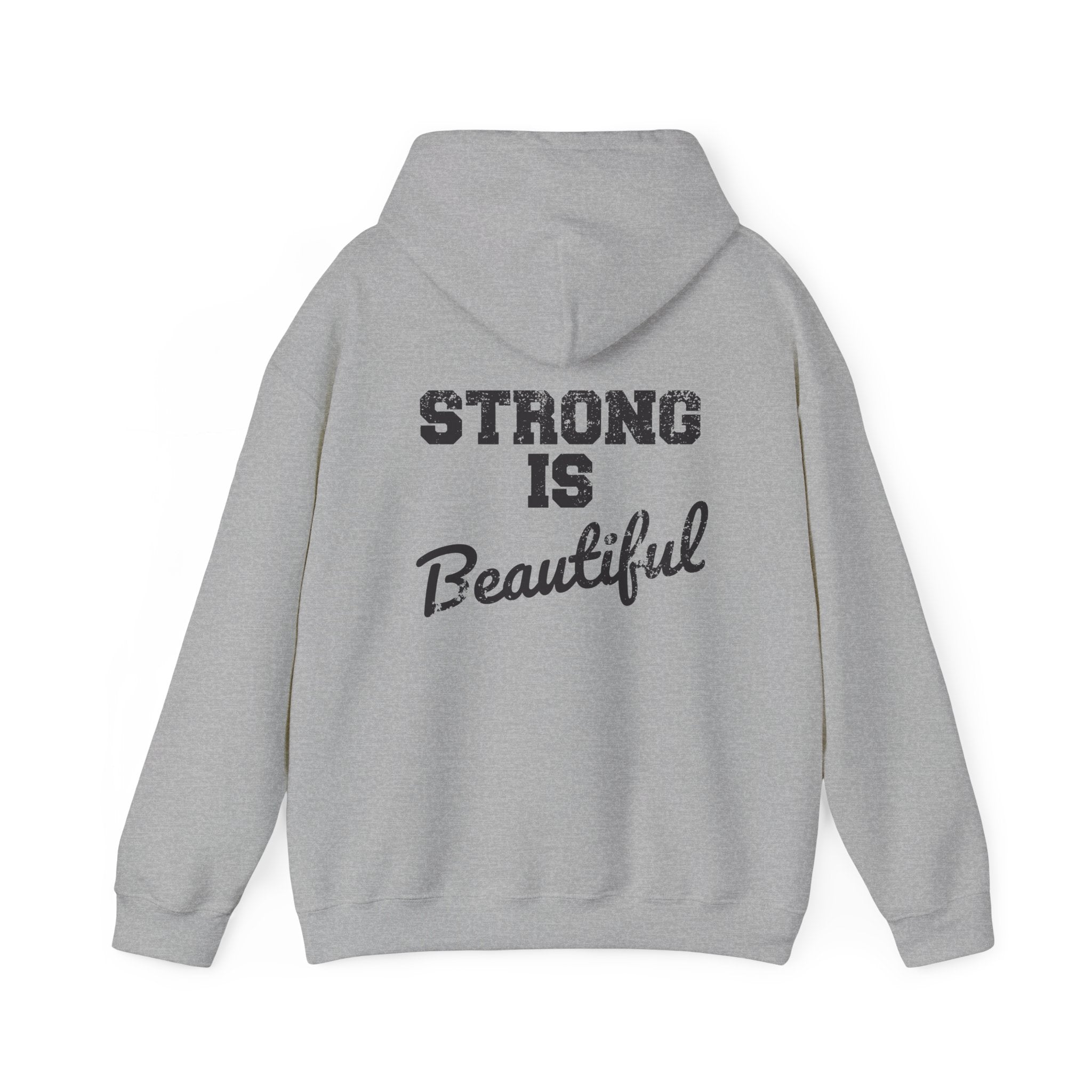 Strong Is Beautiful - Distressed Black Logo - Unisex Heavy Blend Hooded Sweatshirt