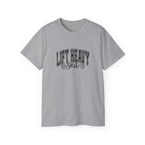 Lift Heavy Shit - Unisex Ultra Cotton Tee - Front Black Logo - Plain Back