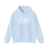 Lift Heavy Shit - Unisex Heavy Blend Hooded Sweatshirt - White Logo on Front & Right Sleeve