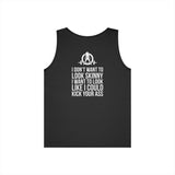 Unisex Heavy Cotton Tank Top -  White Logo - Kick Your Ass