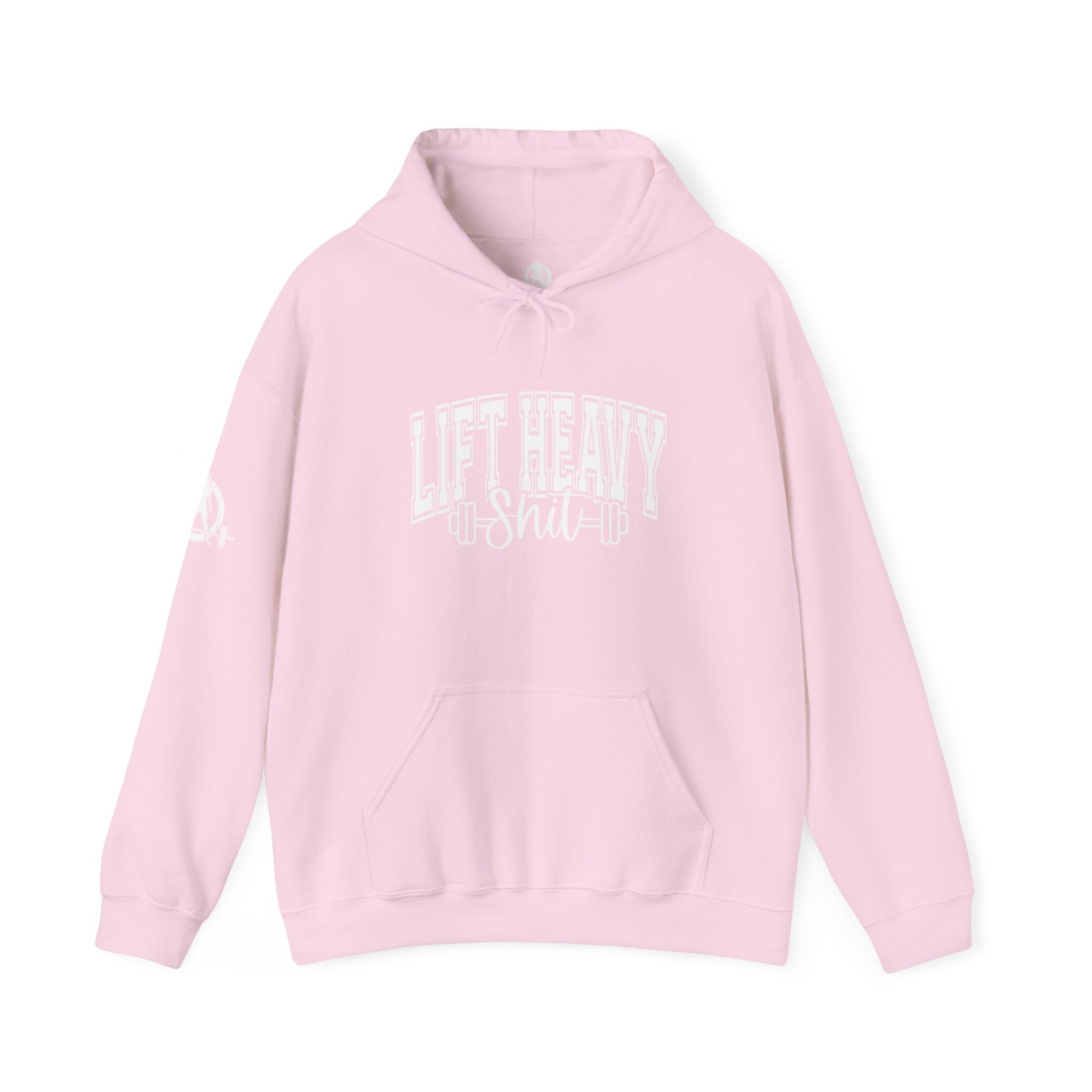 Lift Heavy Shit - Unisex Heavy Blend Hooded Sweatshirt - White Logo on Front & Right Sleeve