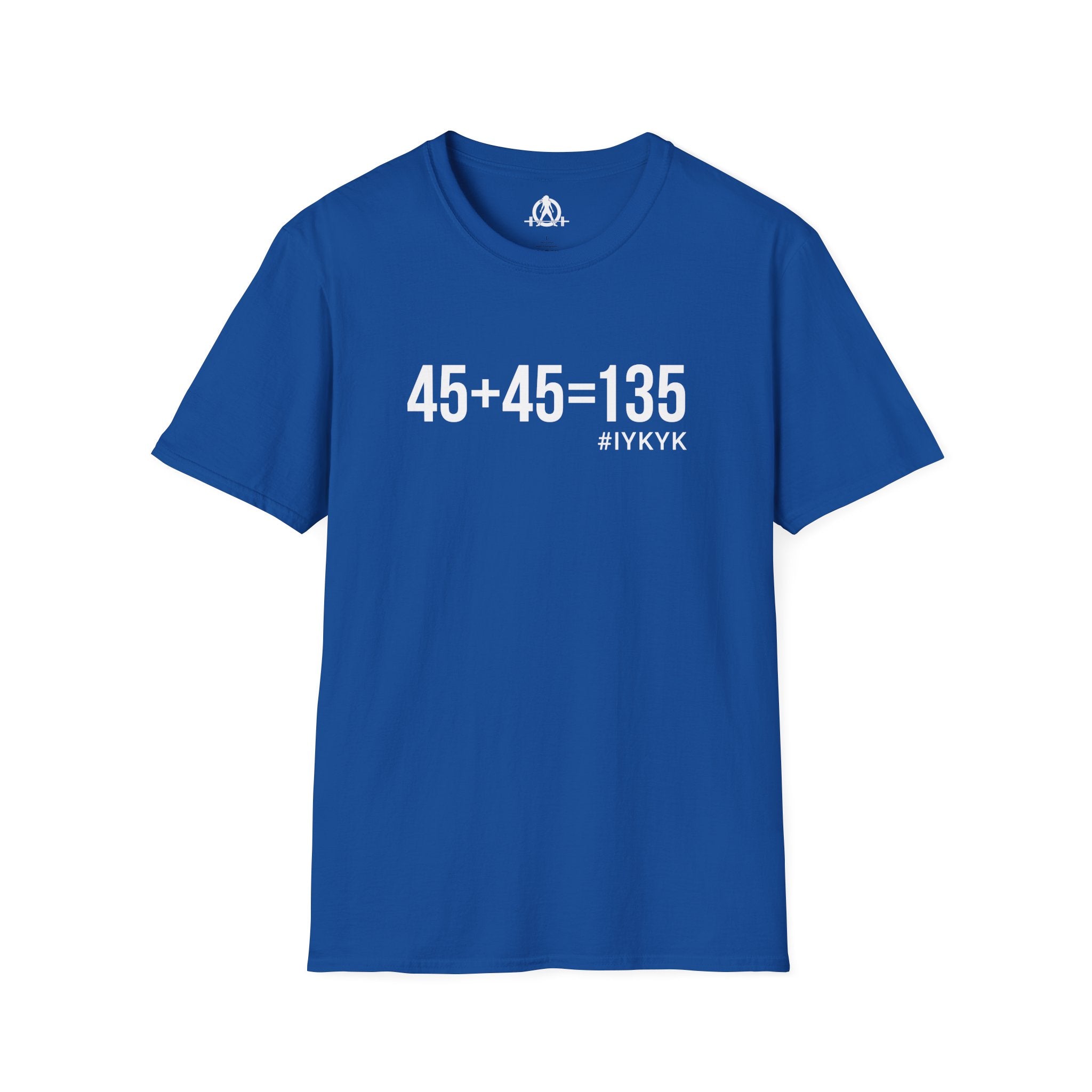45 + 45 = 135  - Unisex Softstyle T-Shirt - Print on Front Plain Back
