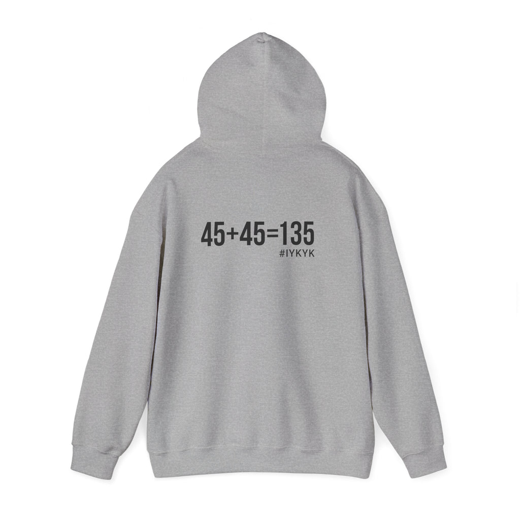 45 + 45 = 135 - Unisex Heavy Blend Hooded Sweatshirt  - Black Logo