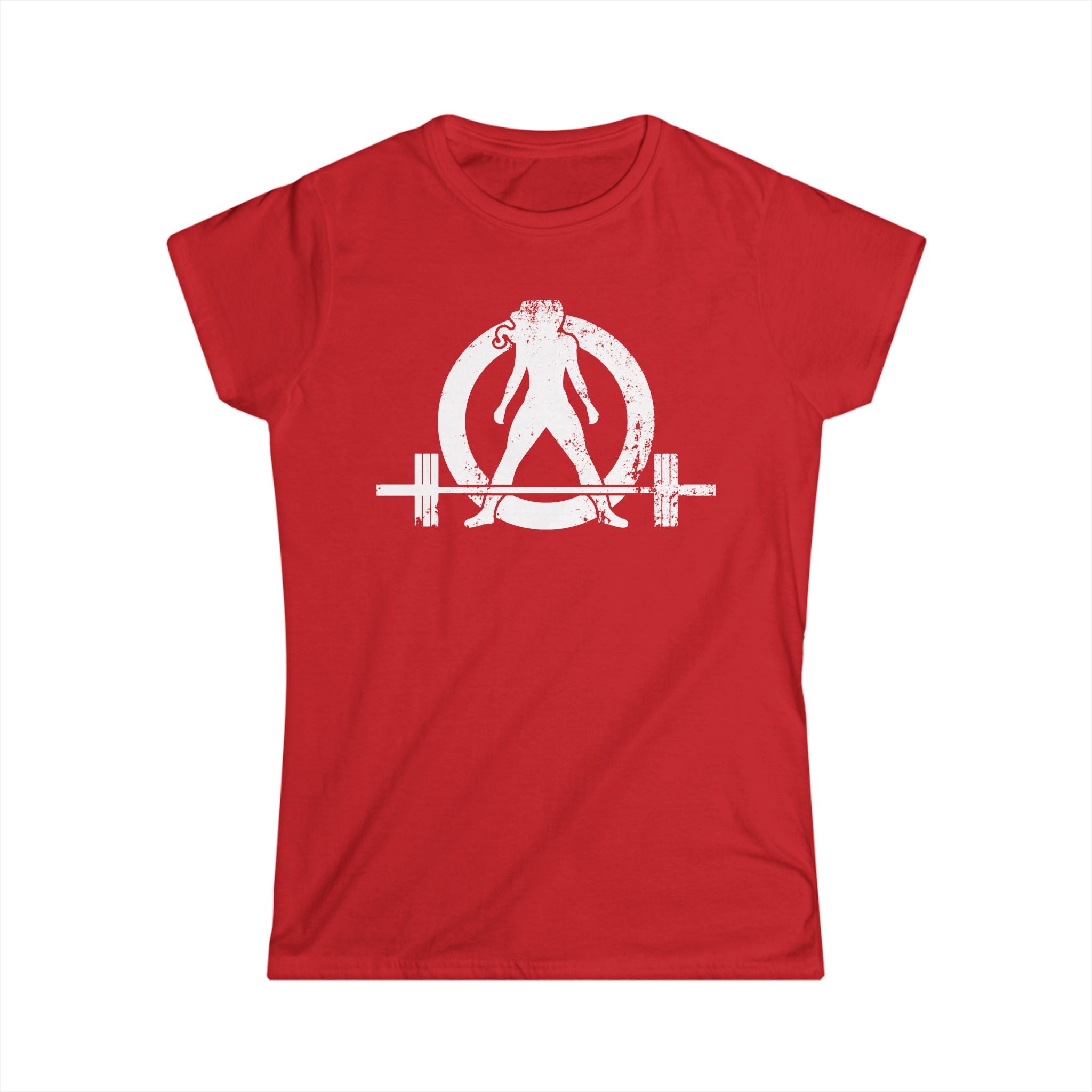 ALL I NEED IS Coffee & A Barbell - Women's Softstyle Tee - Front & Back White Logo