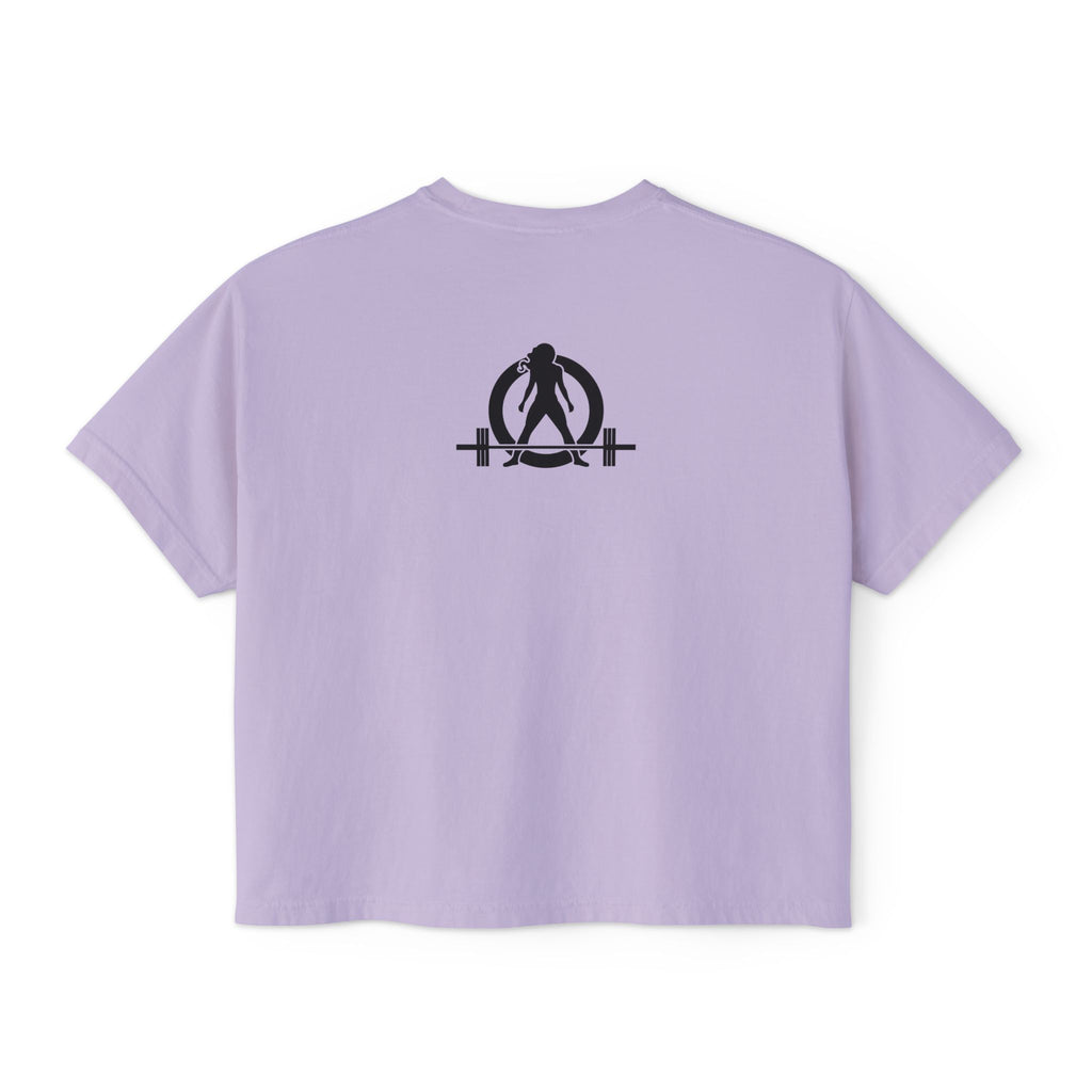 Strong Not Skinny - Women's Boxy Tee - Black Logo Front & Back