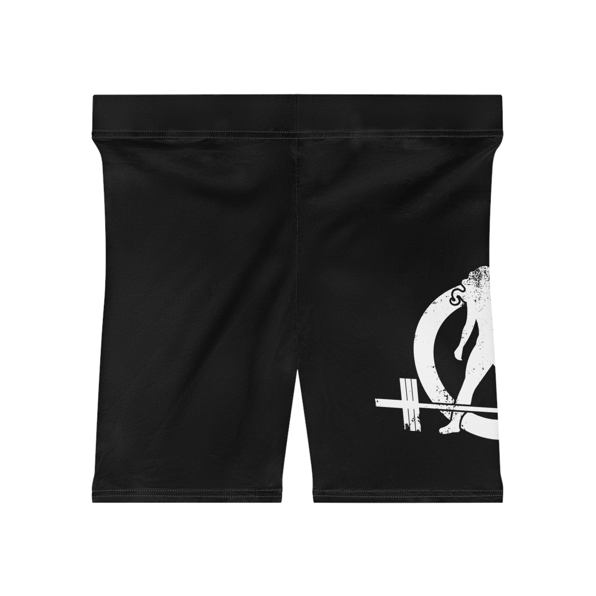 Women's Biker Shorts - Black with Distressed White Logo