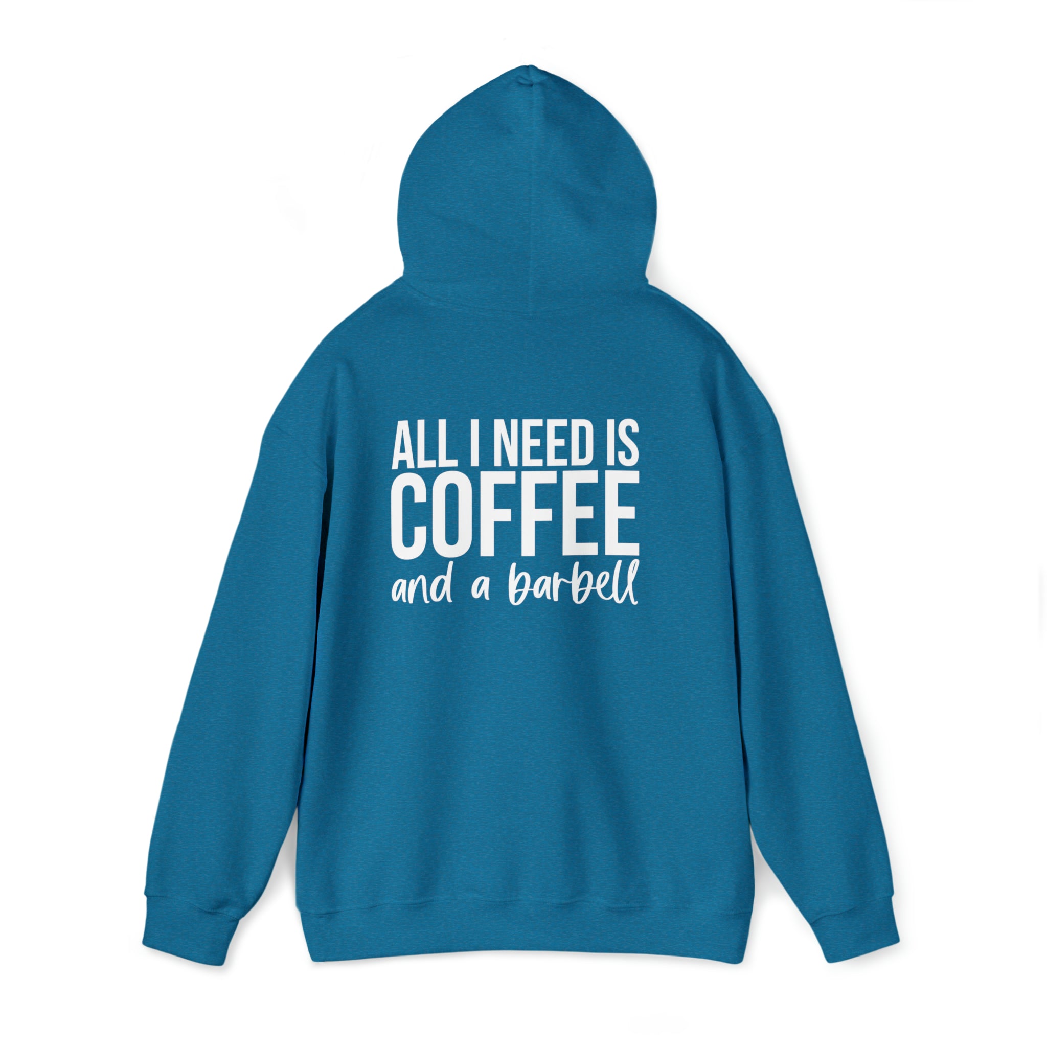 COFFEE and a Barbell - Unisex Heavy Blend Hooded Sweatshirt - Dark Logo