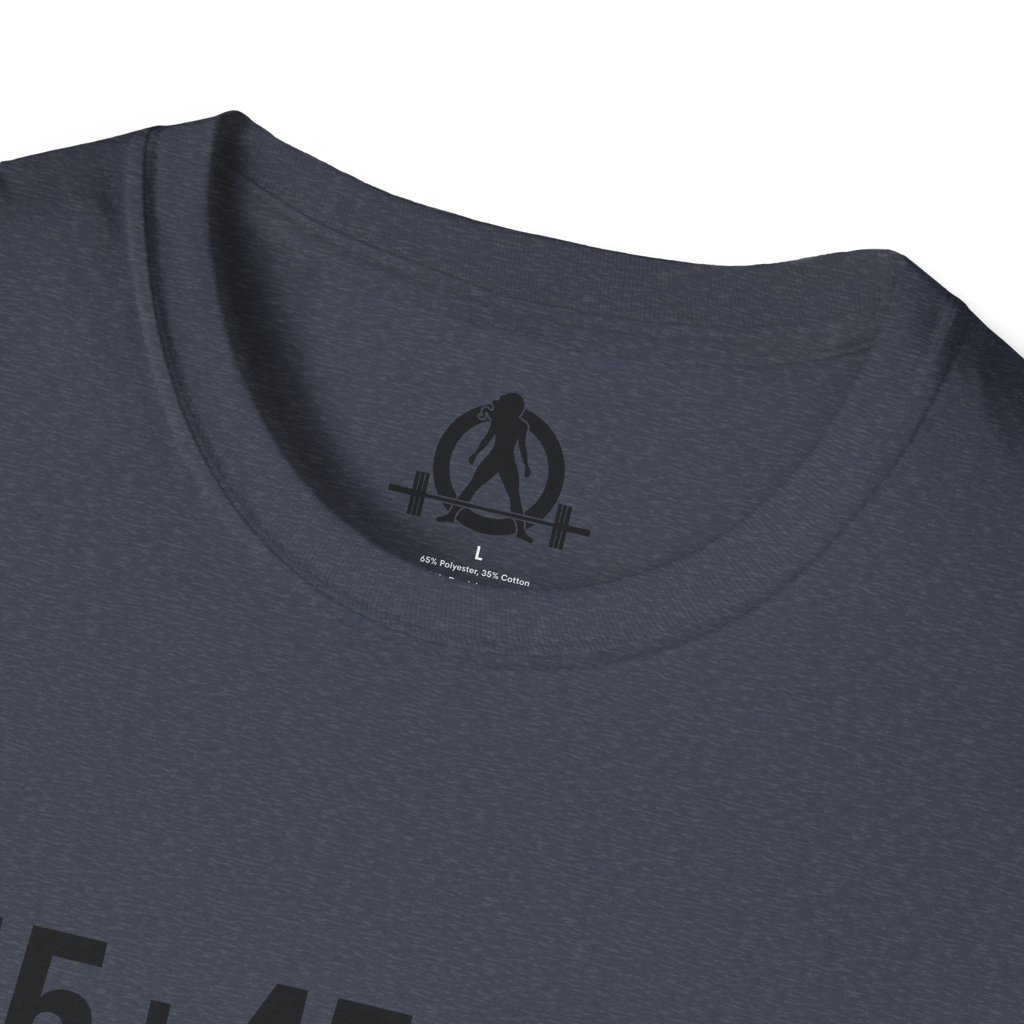 45 + 45 = 135 - Unisex Softstyle T-Shirt - Black Print on Front Plain Back