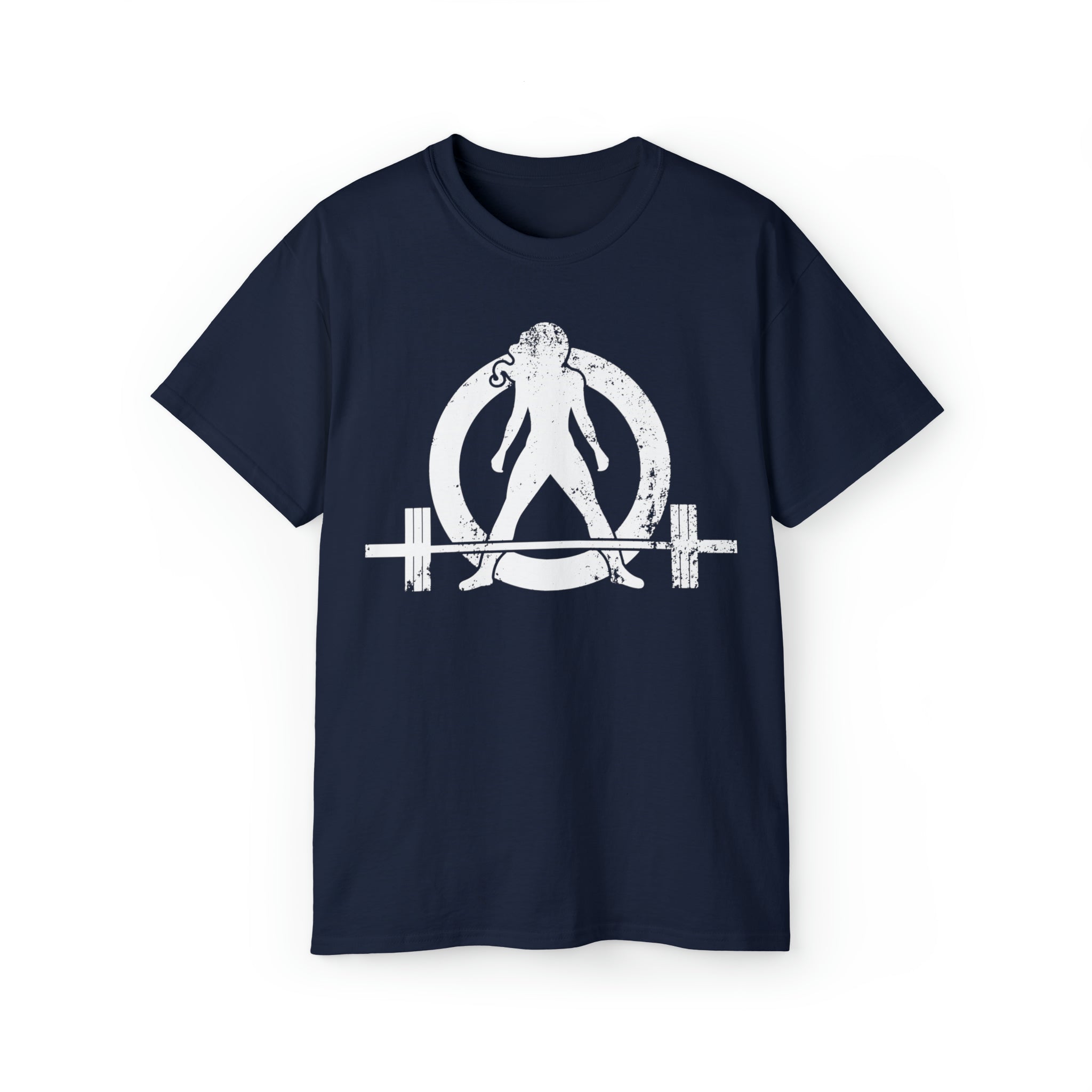 Unisex Ultra Cotton Tee - Distressed White Logo - Plain Back