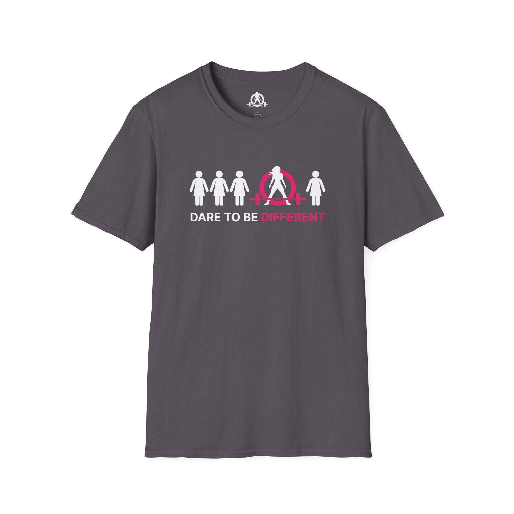 Dare To Be Different - Deadlift - Unisex Softstyle T-Shirt - White Logo Front