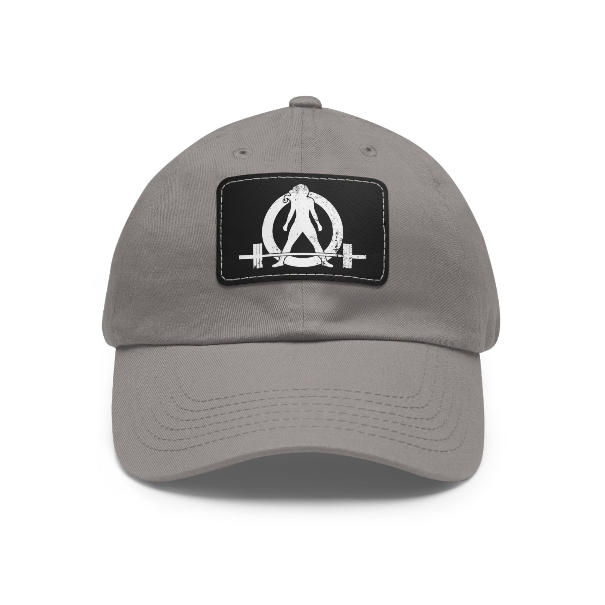 Distressed - Dad Hat with Leather Patch (Rectangle) - White Font