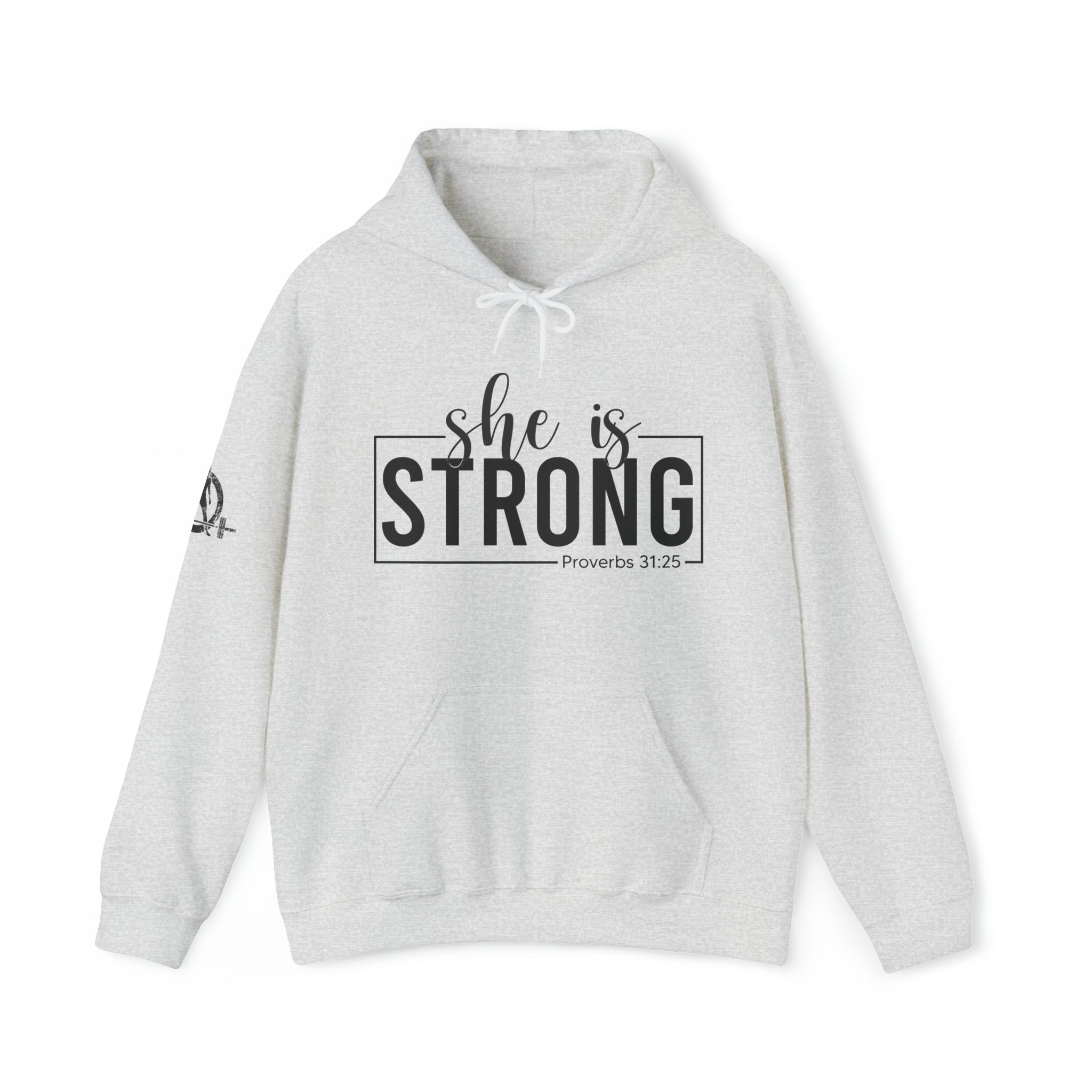 She is Strong - Unisex Heavy Blend Hooded Sweatshirt - Dark Logo - Plain Back