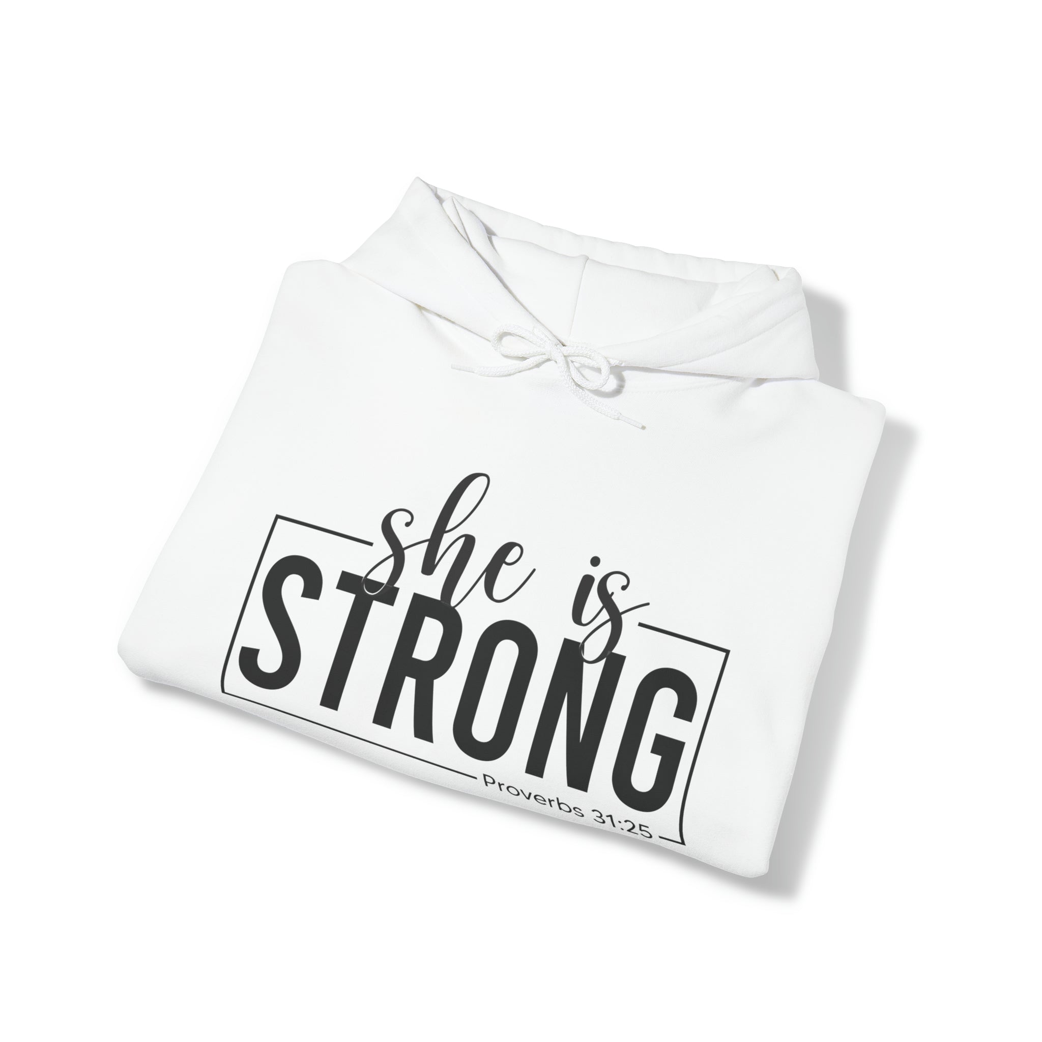 She is Strong - Unisex Heavy Blend Hooded Sweatshirt - Dark Logo - Plain Back