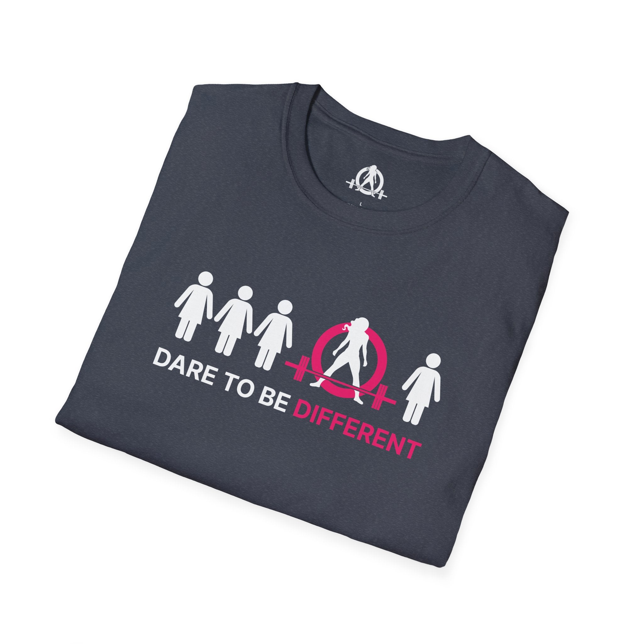 Dare To Be Different - Deadlift - Unisex Softstyle T-Shirt - White Logo Front