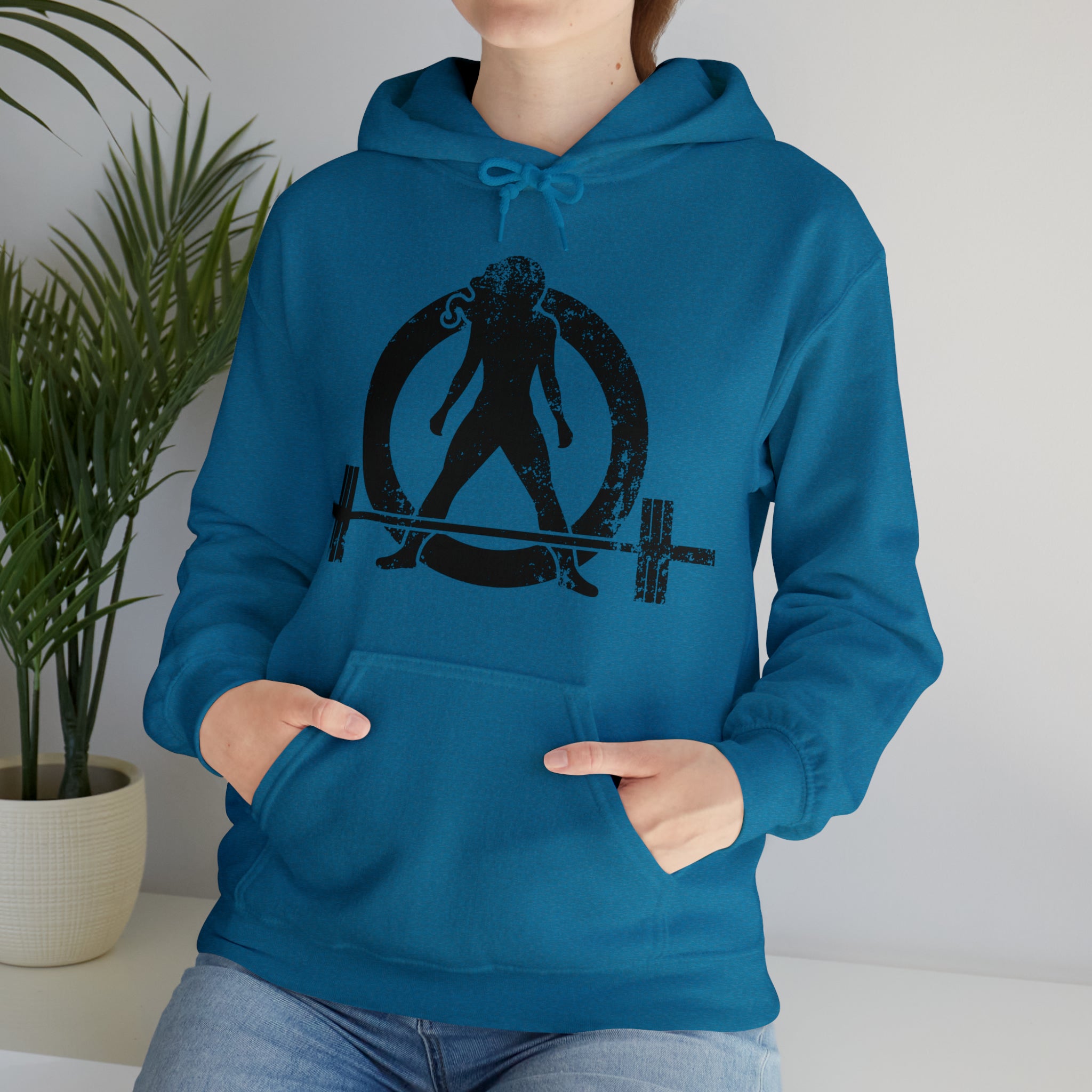 Distressed Black Logo - Plain Back - Unisex Heavy Blend Hooded Sweatshirt