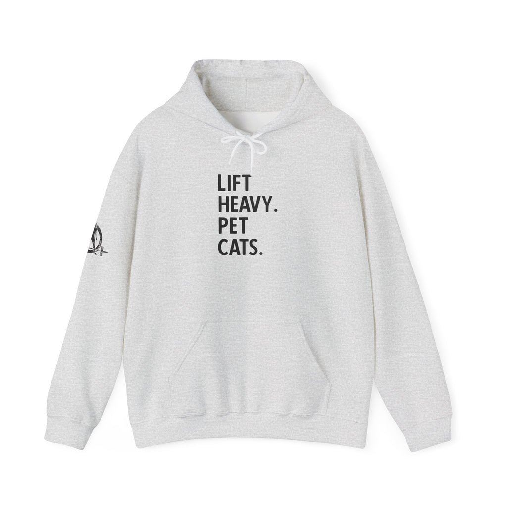 Lift Heavy Pet Cats – Unisex Heavy Blend™ Hooded Sweatshirt (Black Logo) 🏋️‍♂️🐱